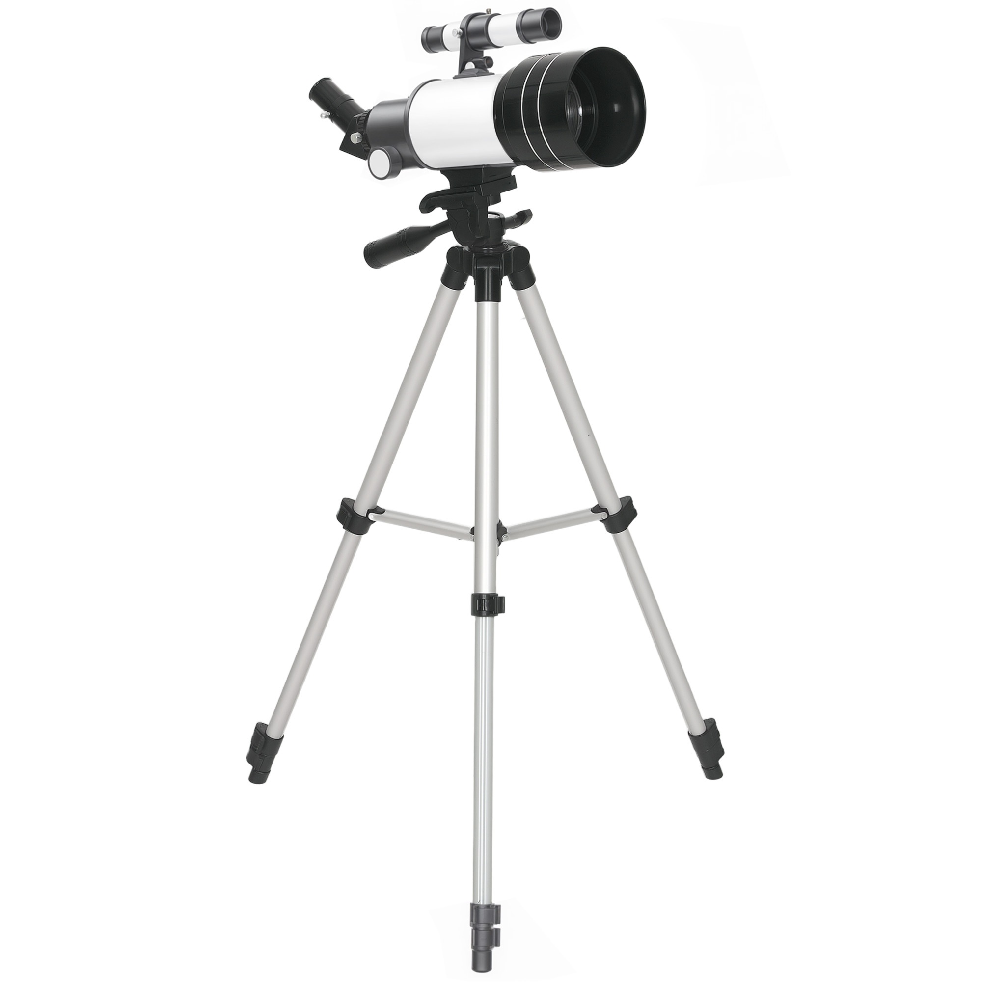 Teleskops, 70 mm objektīvs, 5 x 24 binoklis, regulējams statīvs, sudraba krāsā