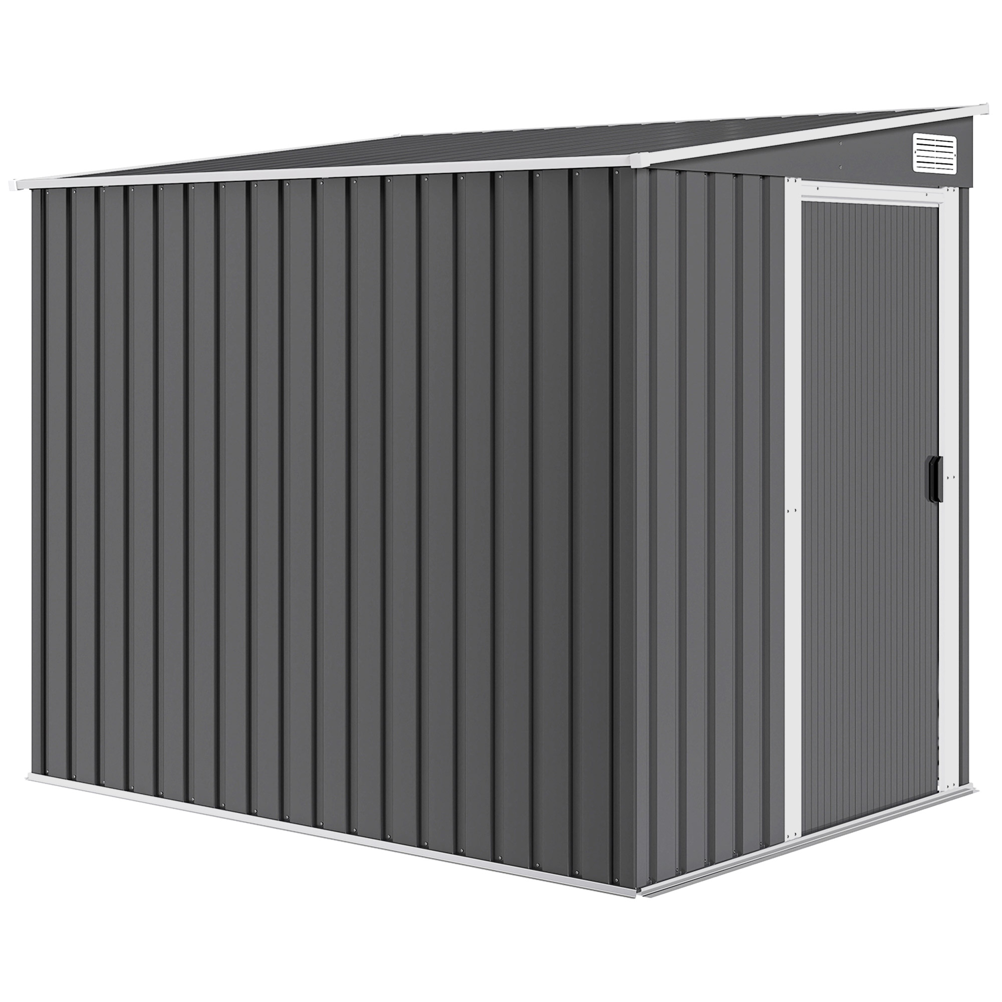 Metāla dārza šķūnis 2,81 m² 154 x 206,5 x 181 cm Instrumentu šķūnis ar slīpu jumtu Pamati