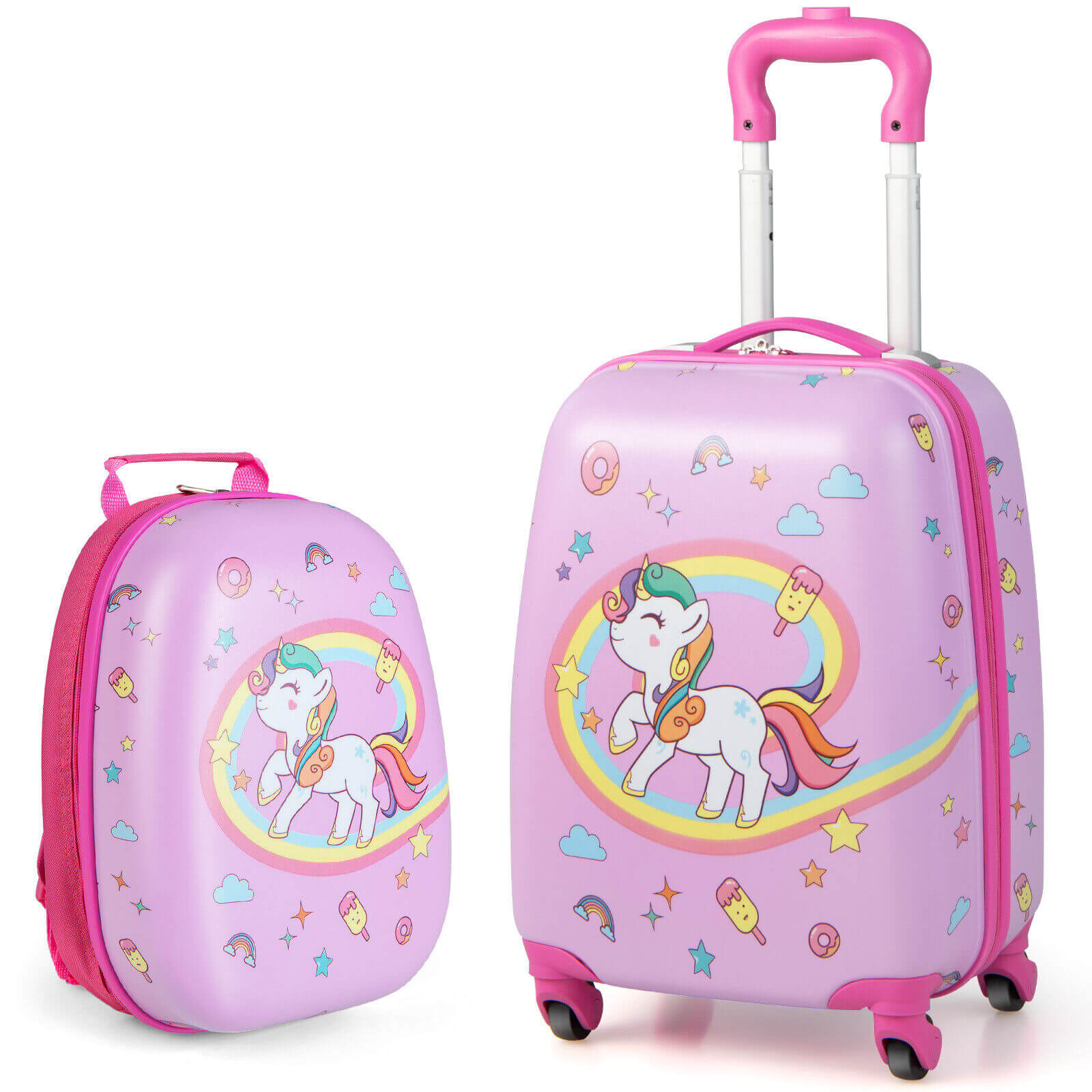 2 daļu bērnu rokas bagāžas komplekts ar 30,5 cm mugursomu - rozā