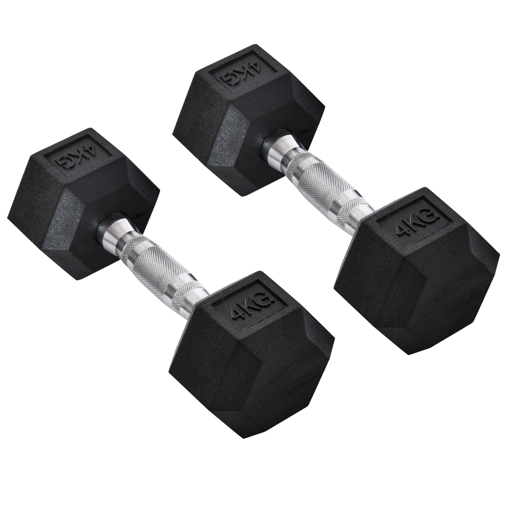 Sešstūra hanteles, 2 hanteļu komplekts ar rievotiem rokturiem, čuguna hanteļu komplekts, 2 x 4 kg, hanteles vīriešiem un sievietēm, mājas lietošanai, sporta zālei, spēka treniņiem