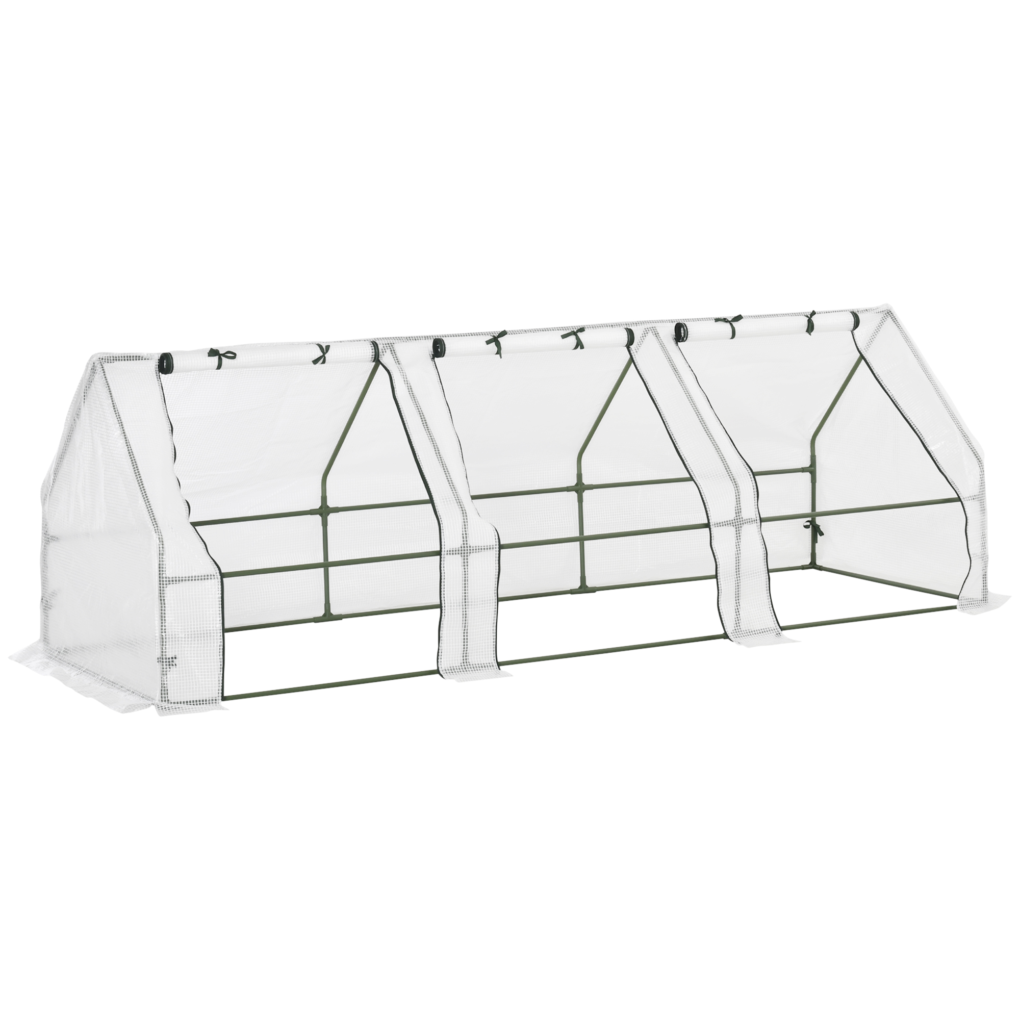 Siltumnīca ar 3 sarullējamiem logiem, PE sieta plēve, tērauda folijas siltumnīca, siltumnīca balkonam, dārzam, tomātu māja 270x90x90cm, tomātu siltumnīca dārzeņiem, ziediem, augiem, balta
