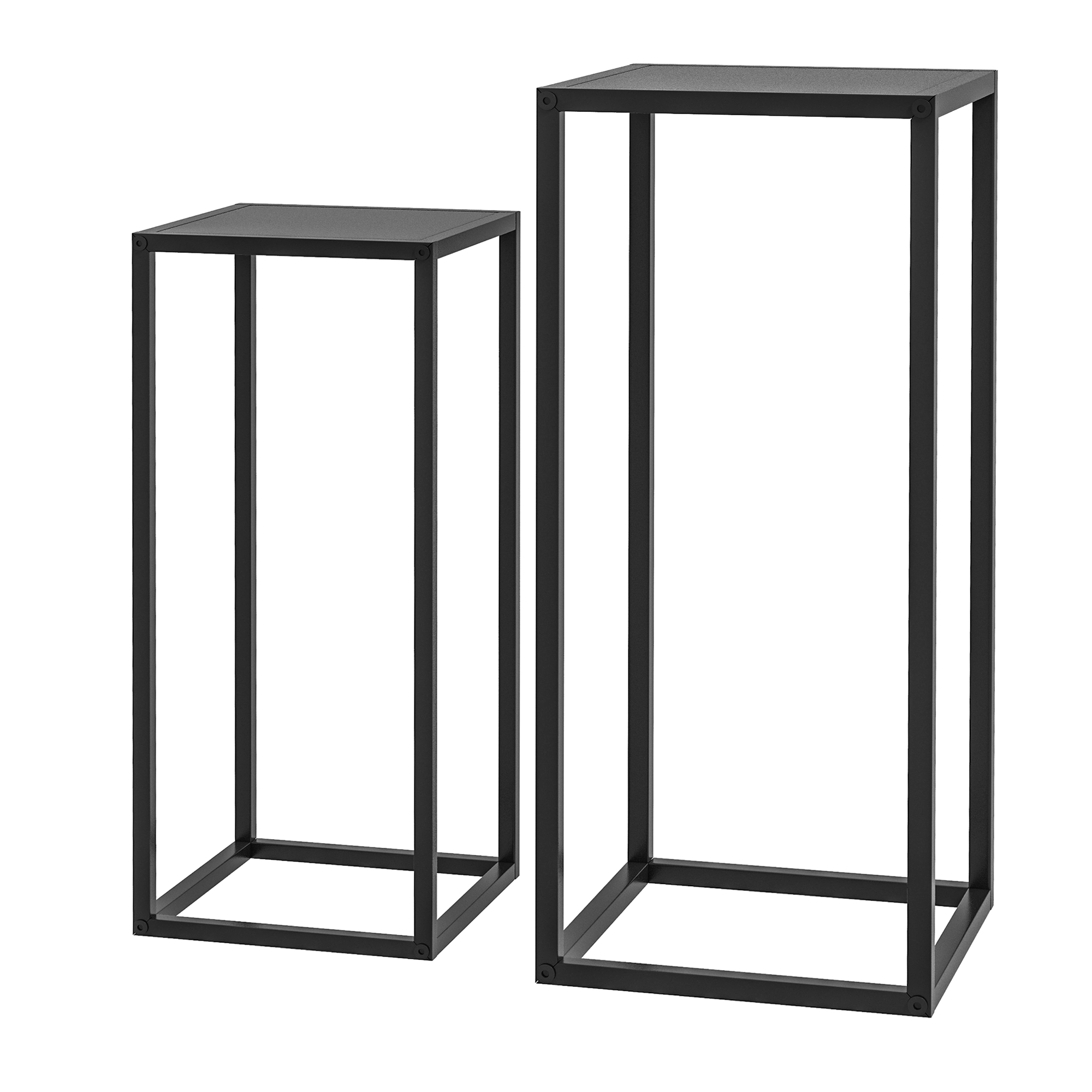 Ziedu statīvs, 2 gab. komplekts, skandināvu dizains, metāla rāmis, augstums 58,5/65 cm, melns