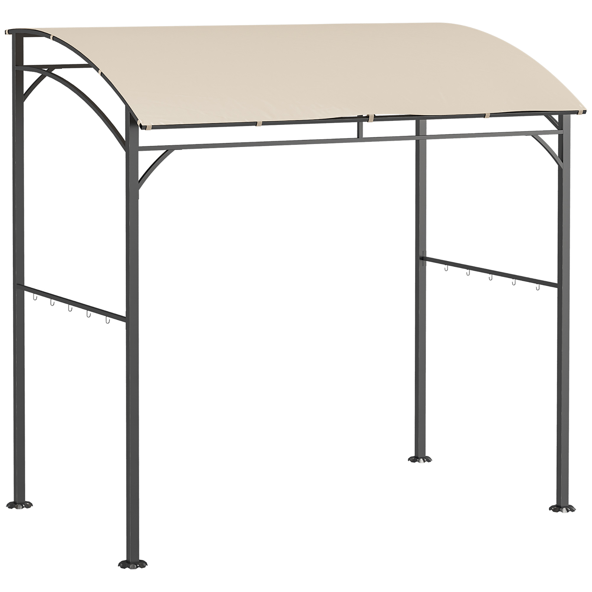 Grila paviljons, grila pārsegs, lietus pārsegs, instrumentu āķi, tērauda rāmis, bēšā un melnā krāsā, 215 x 150 x 182/220 cm