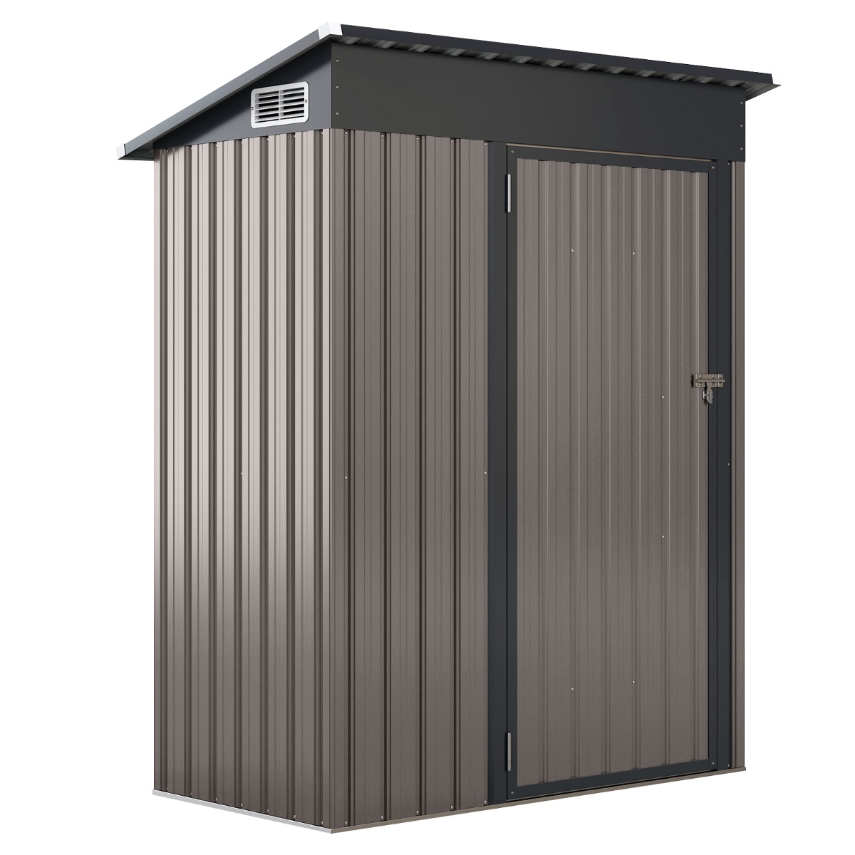 Pultkatuse ja tugeva konstruktsiooniga ilmastikukindel metallist aiakuur ning kompaktne tööriistamaja (150 x 90,5 x 185 cm, maht 1,5 m³)