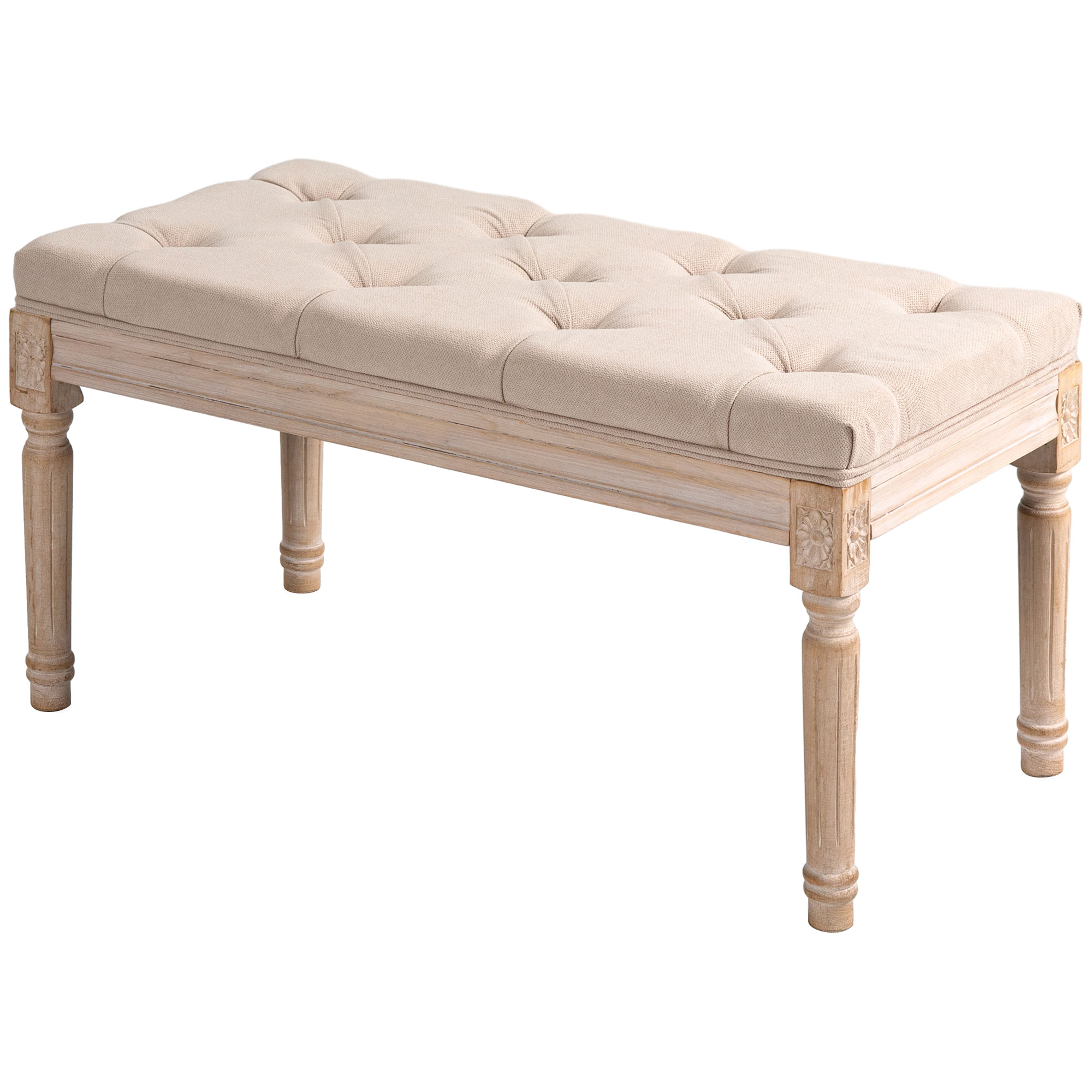 Vintāžas dizaina sols, pogveida apdare, virpotas kājas, shabby chic krāsā, krēmkrāsas