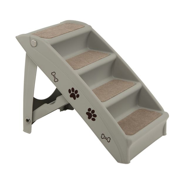 Neljaastmeline lemmiklooma trepp, kaasaskantav koeratrepp ja turvaline ramp (62,5 x 38 x 49 cm), hall