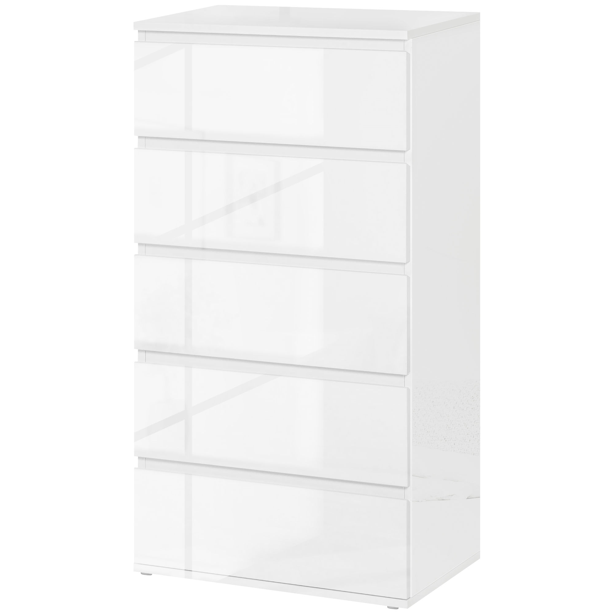 Kumode, bufetes tipa skapītis, kumode, 5 atvilktnes, 55 cm x 34 cm x 100 cm, balta