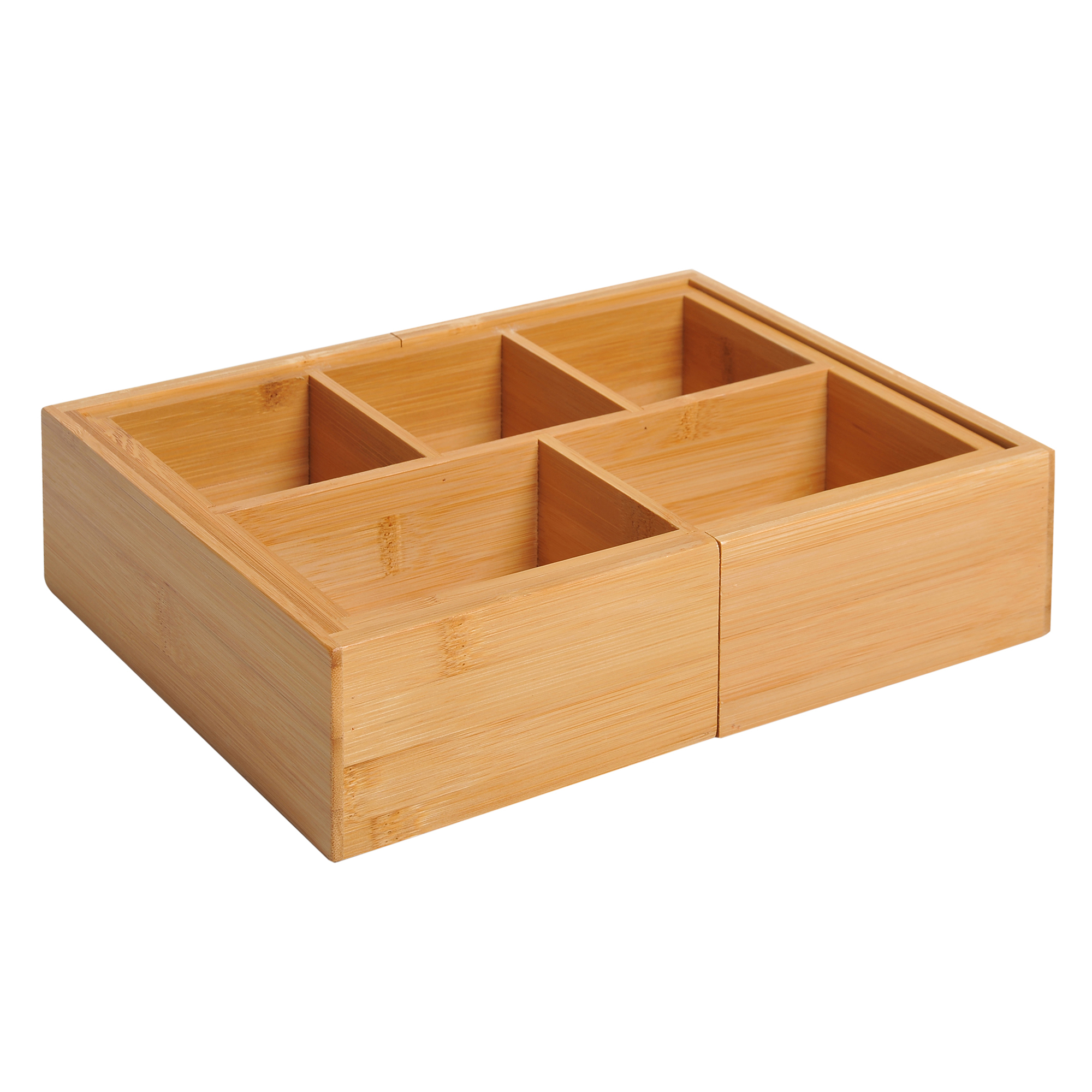 Uzglabāšanas kaste, organizatora kaste, atvilktņu organizators, izvelkama, bambusa, dabīga, 24,6 x 17,6 x 7 cm