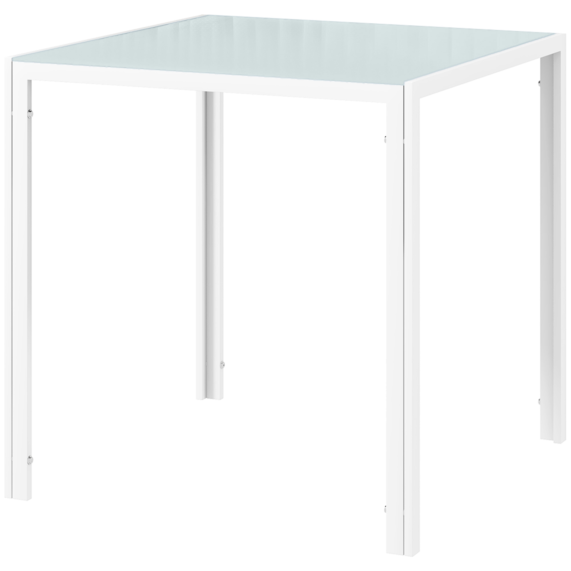 Kvadrātveida ēdamgalds 4 personām, rūdīta stikla virsma, virtuvei un ēdamistabai, 75 x 75 x 75 cm, balts