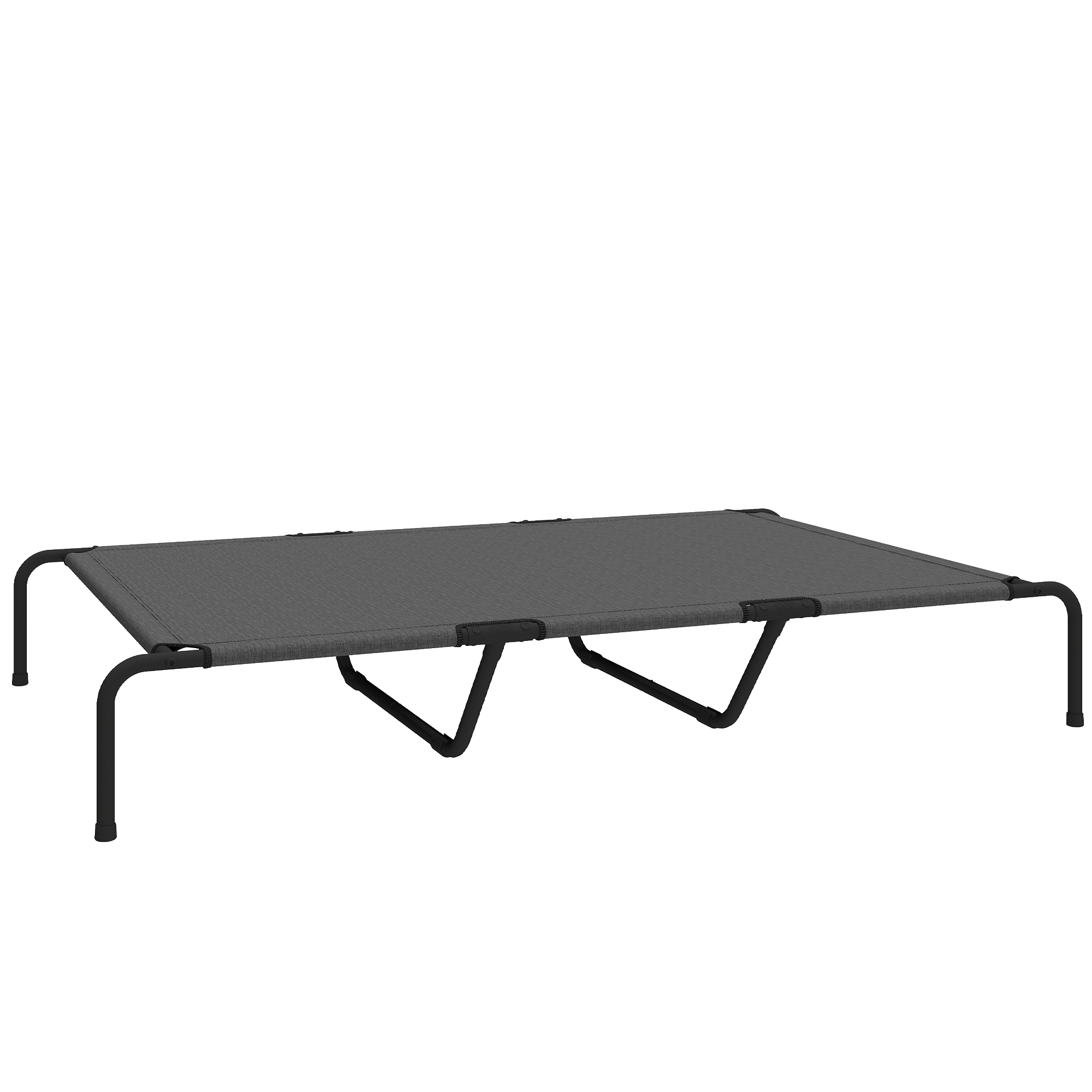 Āra suņu gulta, paaugstināta suņu gulta lieliem suņiem, ar mazgājamu tērauda sieta rāmi, 152 x 94 x 23 cm, pelēka