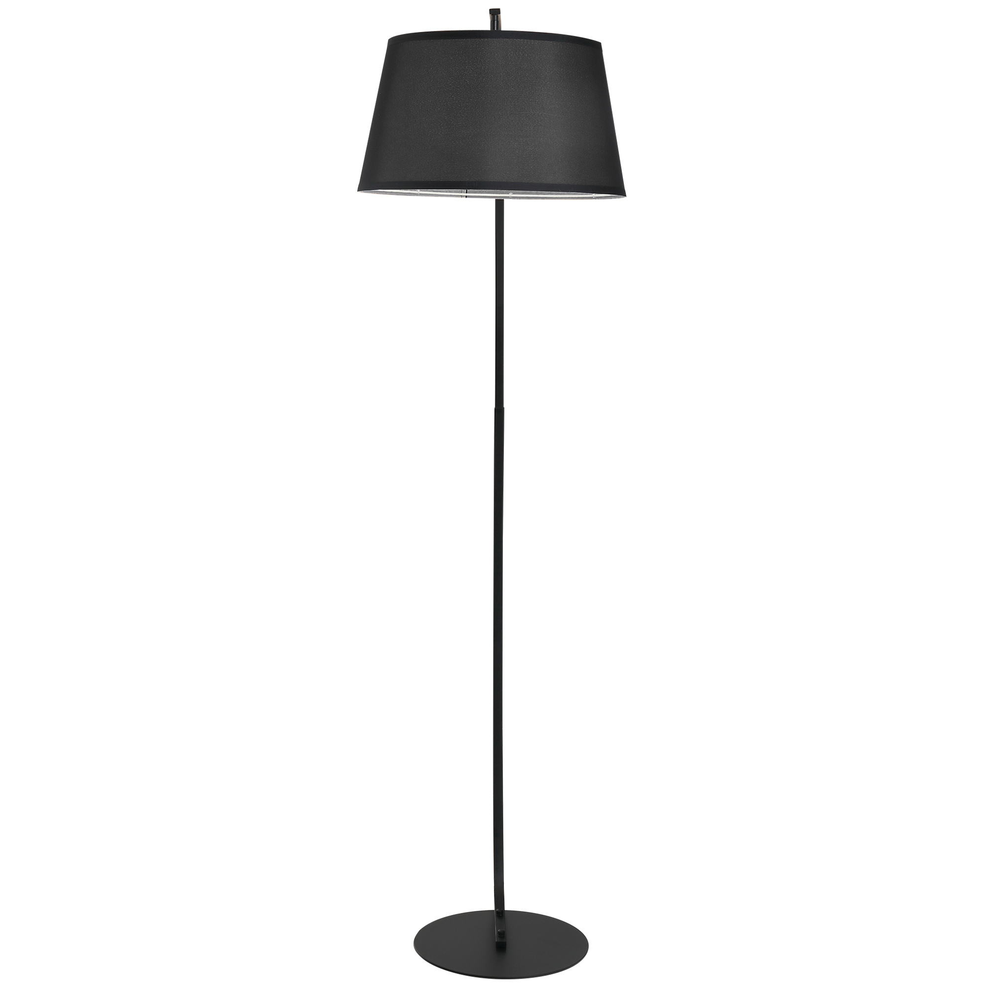 Grīdas lampa, izliekta grīdas lampa ar auduma abažūru, grīdas lampa ar apaļu pamatni, metāla, 105 x 47 x 190 cmugstums, melna