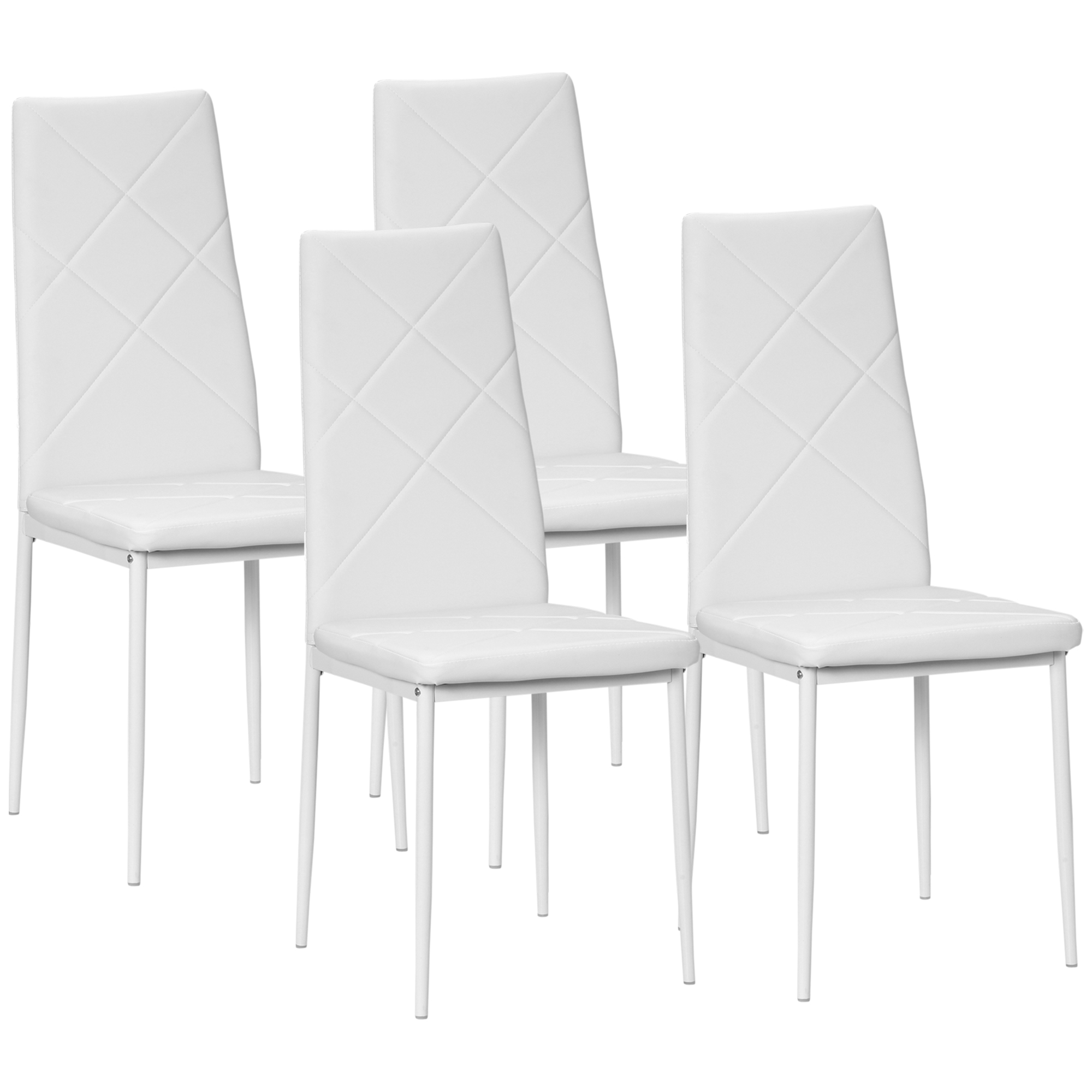 4 krēslu komplekts, ēdamistabas krēsli, virtuves krēsli, 41 cm x 50 cm x 97 cm, balts