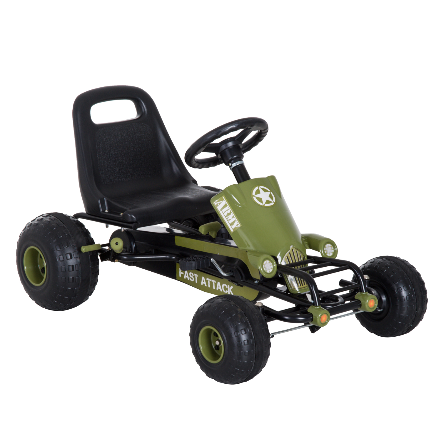 Gokarts-pedāļu automašīna ar rokas bremzi, pārnesumiem uz priekšu un atpakaļ, bērnu transportlīdzeklis, pedāļu automašīna ar regulējamu sēdekli bērniem no 3 līdz 6 gadiem, 99 x 65 x 56 cm, zaļa