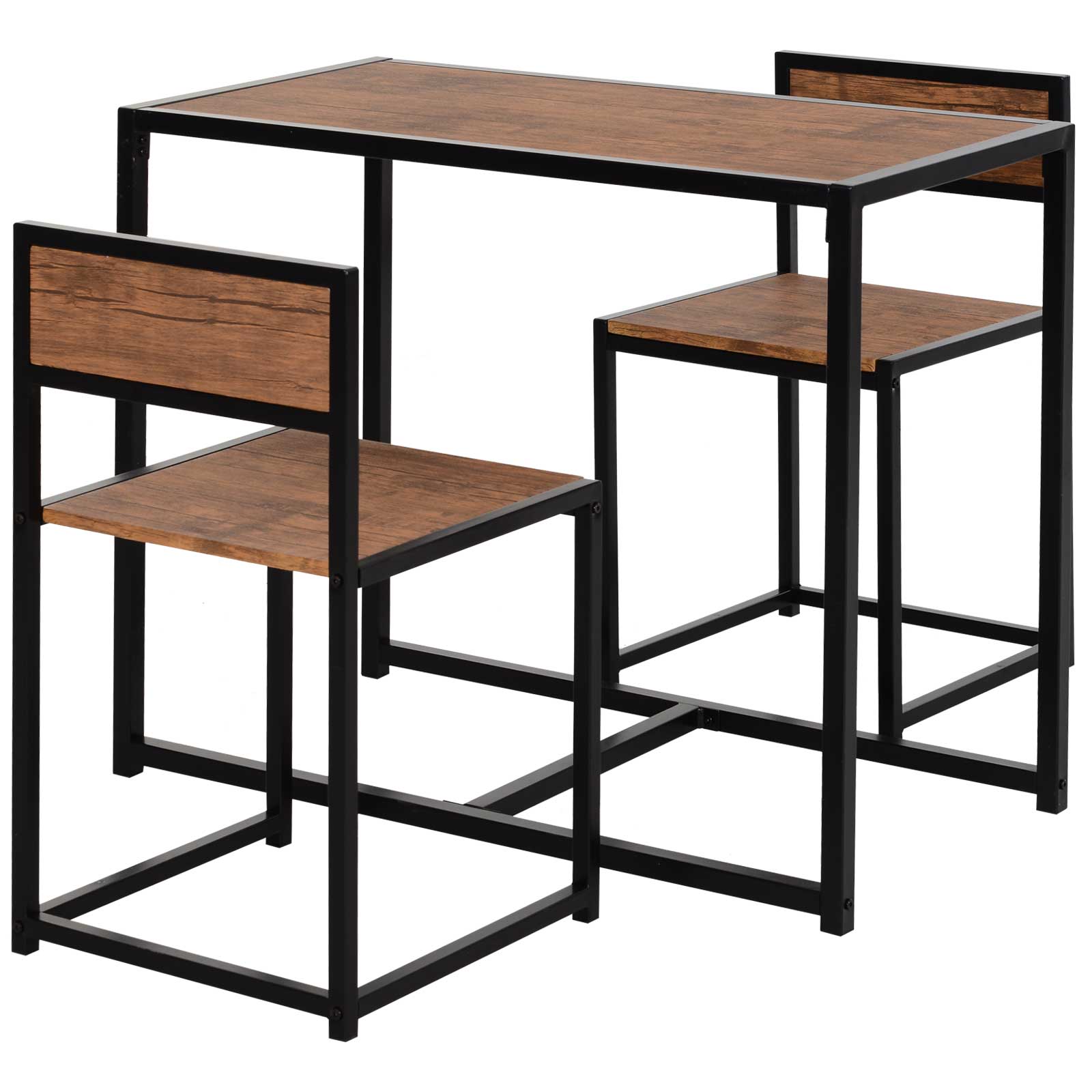 3-osaline baarilaua komplekt kõrge laua komplekt 3-osaline 2 tooli 1 laud 90 cm x 47 cm x 76 cm pruun + must