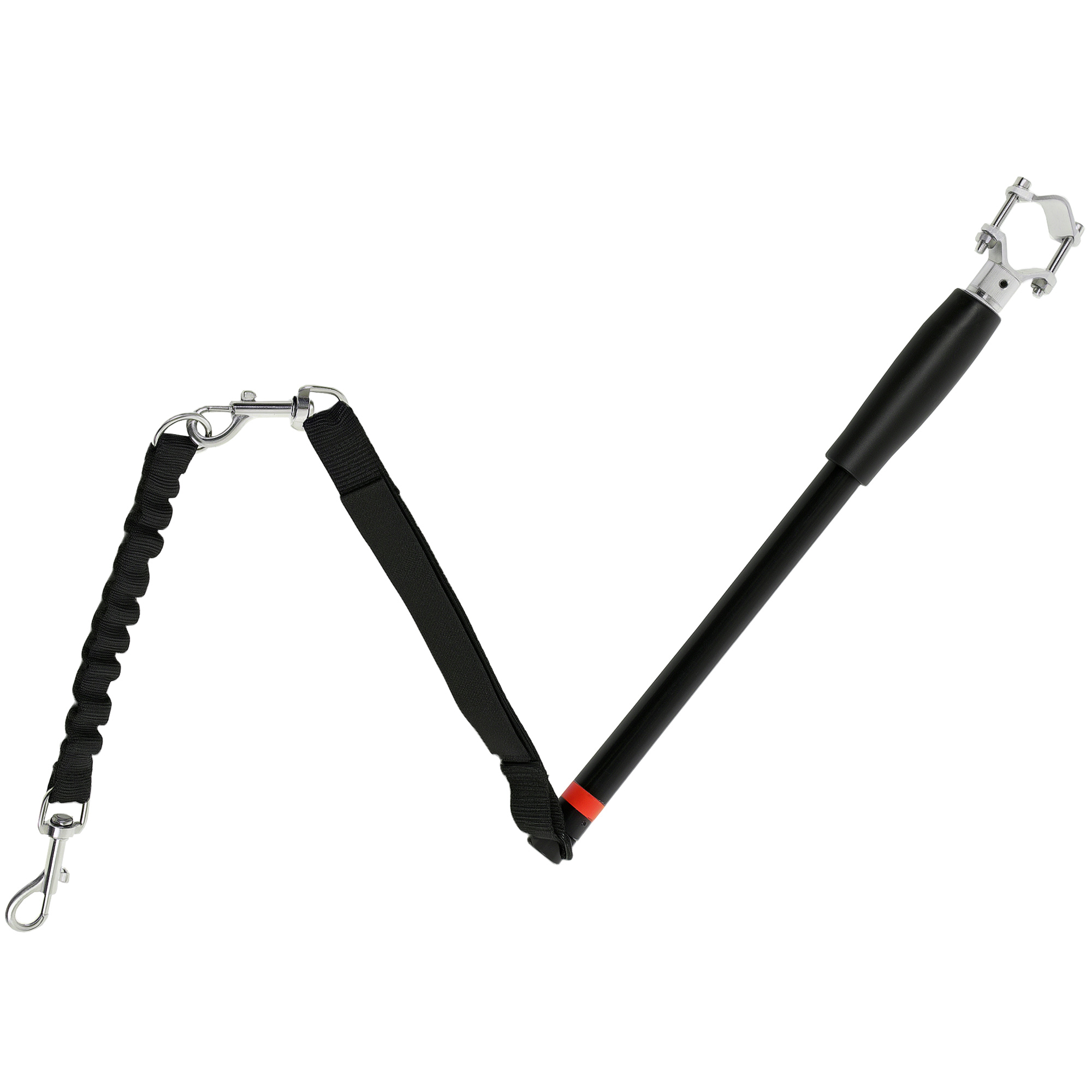 Suņu pavada velosipēdiem, elastīga virve, tērauda caurule, 124 cm, melna