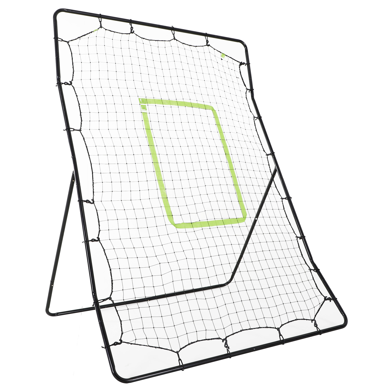 Beisbola atsitiena tīkls, laikapstākļu izturīgs, metāla rāmis, zaļa sitiena zona, 174 x 123 x 90 cmziļums