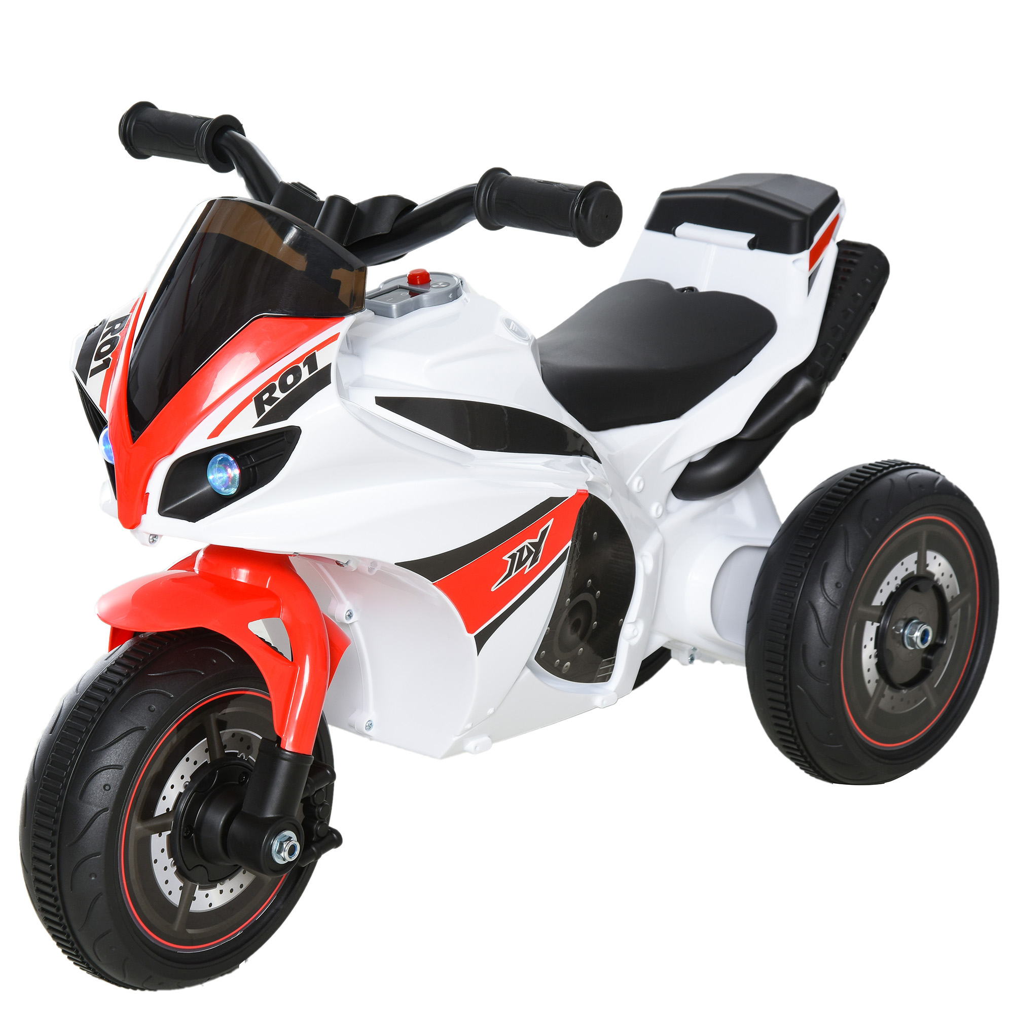 Balansa velosipēds, braucams, bērnu motocikls, 18-36 mēneši, mūzika/gaismas, līdz 20 kg, balts/sarkans