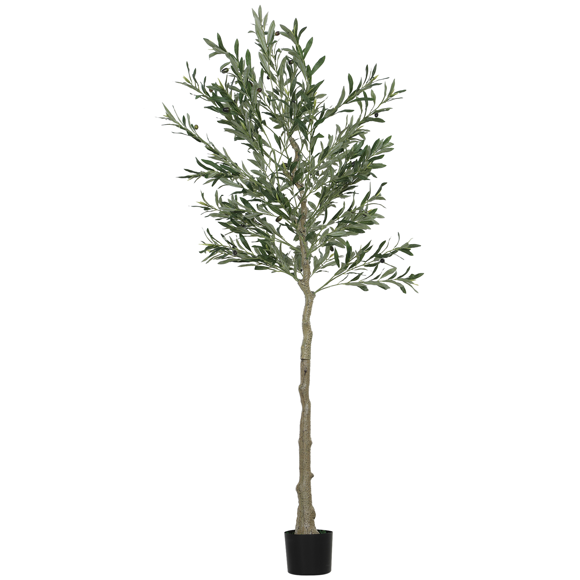 Mākslīgais augs, mākslīgā olīvkoka, 180 cm, 900 lapas, 40 olīvas, izturīgs puķu pods, dekoratīvs augs, zaļš