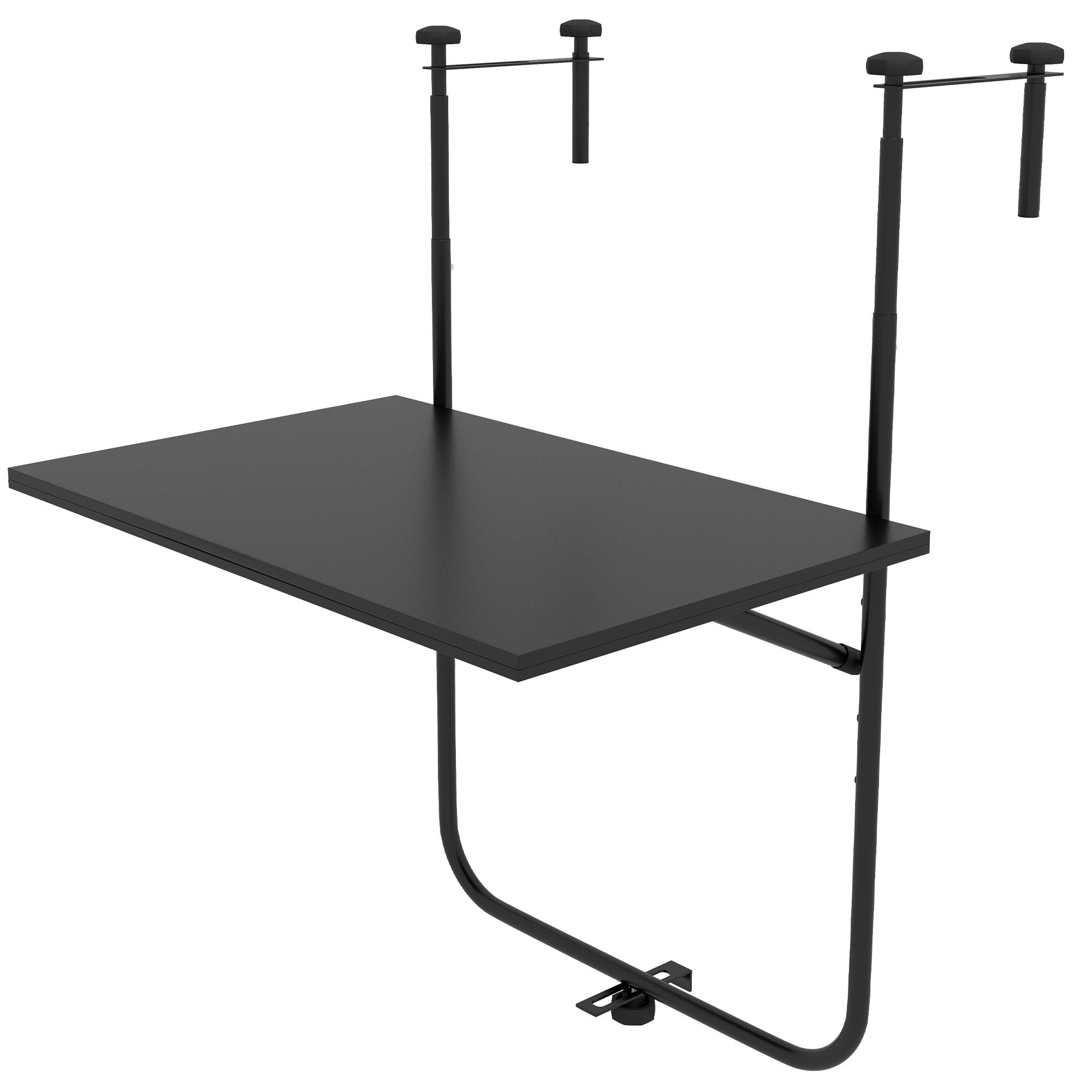 Rõdulaud 6-15 cm paksusele piirdele reguleeritav kokkupandav roostevaba metall 62x60x85 5cm must