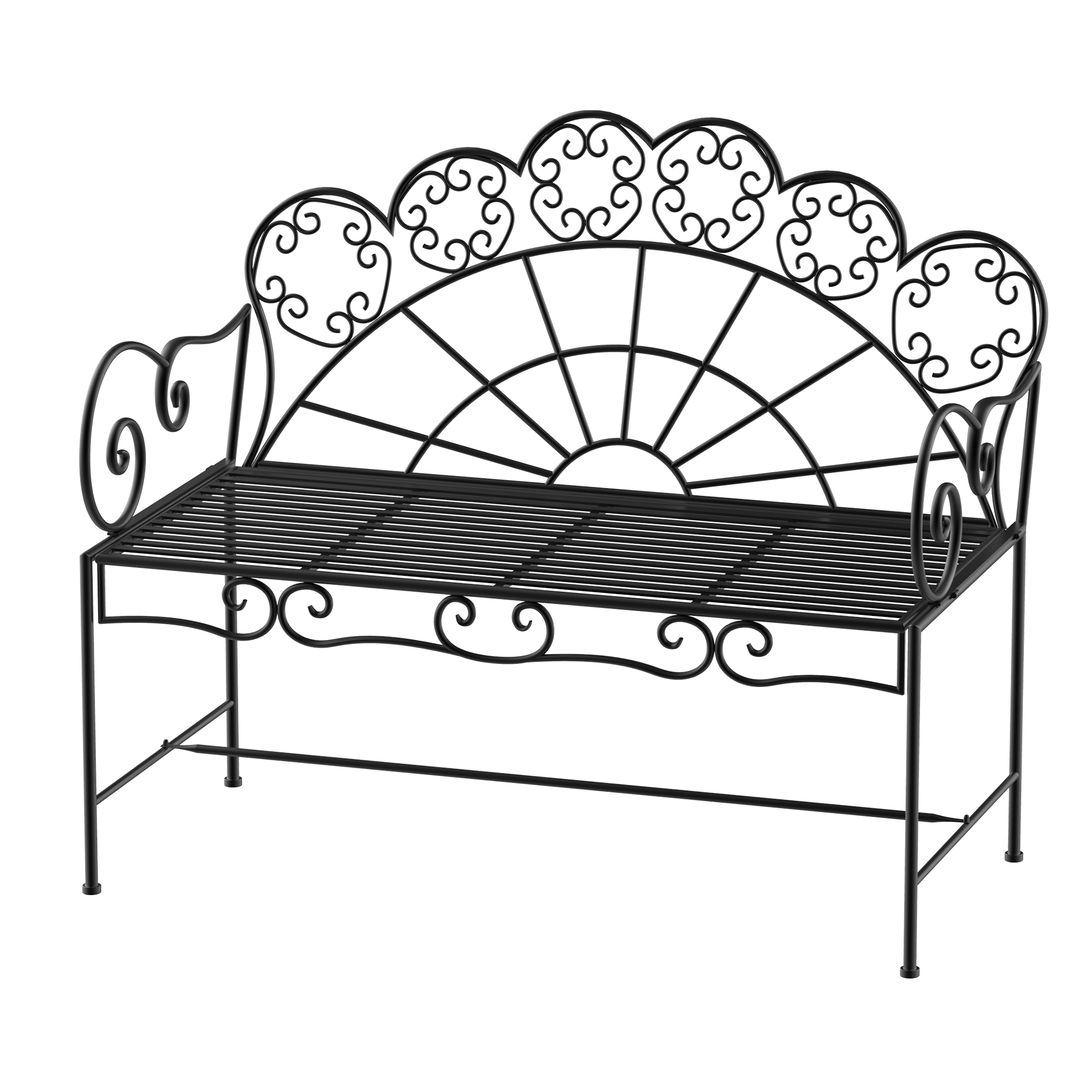 Divvietīgs dārza sols, izturīgs, nerūsējošs parka sols, dārza mēbeles terasei, dārzam un vispārējām āra zonām, 107 cm x 55,5 cm x 90,5 cm, melns