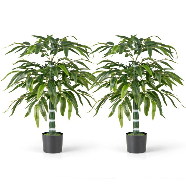 100 cm mākslīgais bambusa koku komplekts, 2 gab., plastmasas pods un regulējami zari