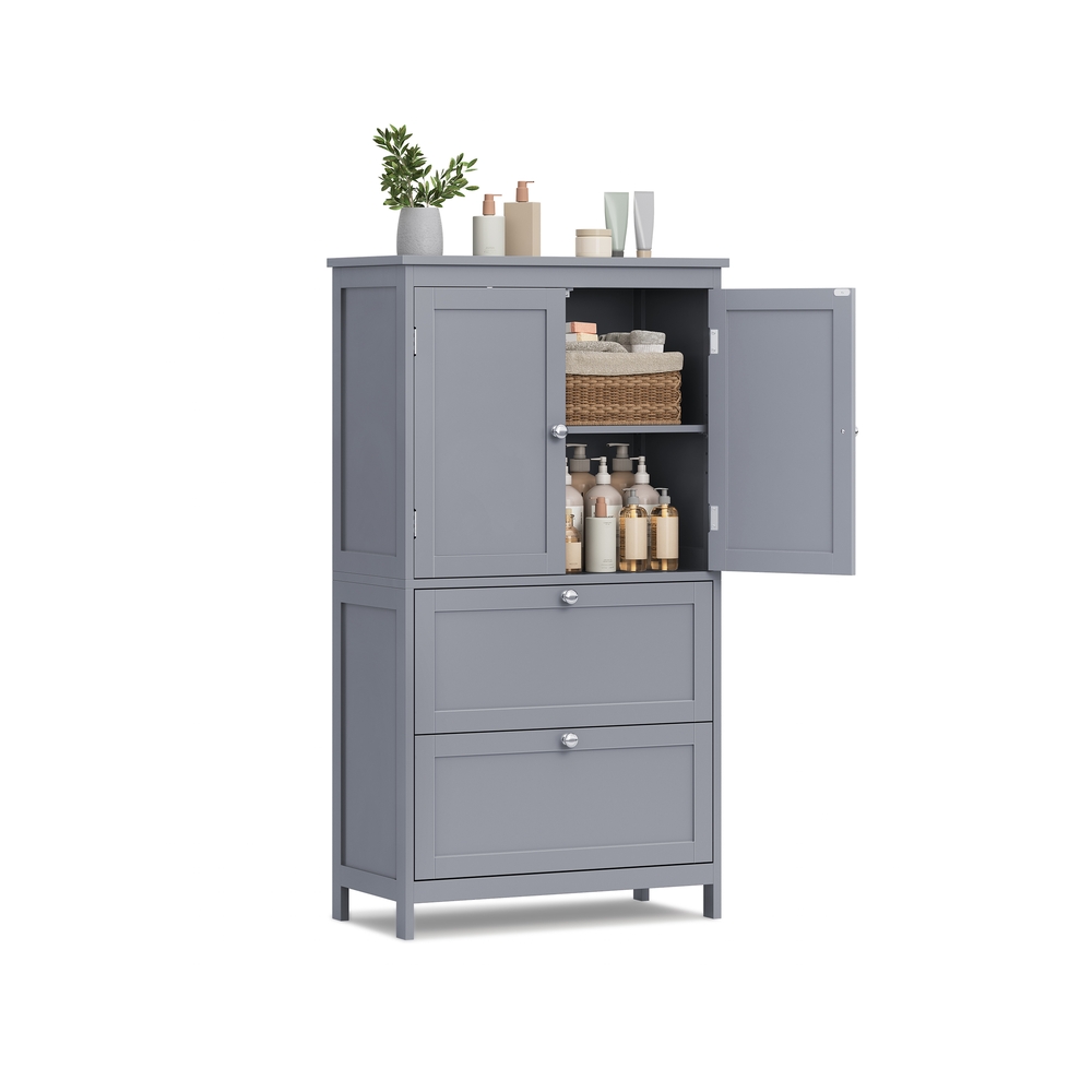 Vannitoa põrandakapp 2 ukse ja 2 sahtliga reguleeritav sisemine riiul 30 x 60 x 110 cm