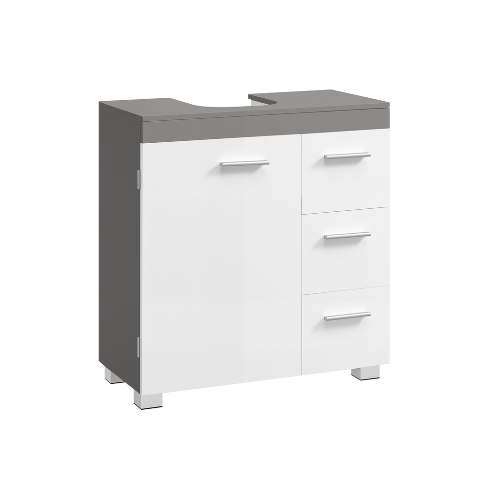 Vannas istabas skapis 30 x 60 x 64 cm ar divām sekcijām, mākonis balts - cementa pelēks