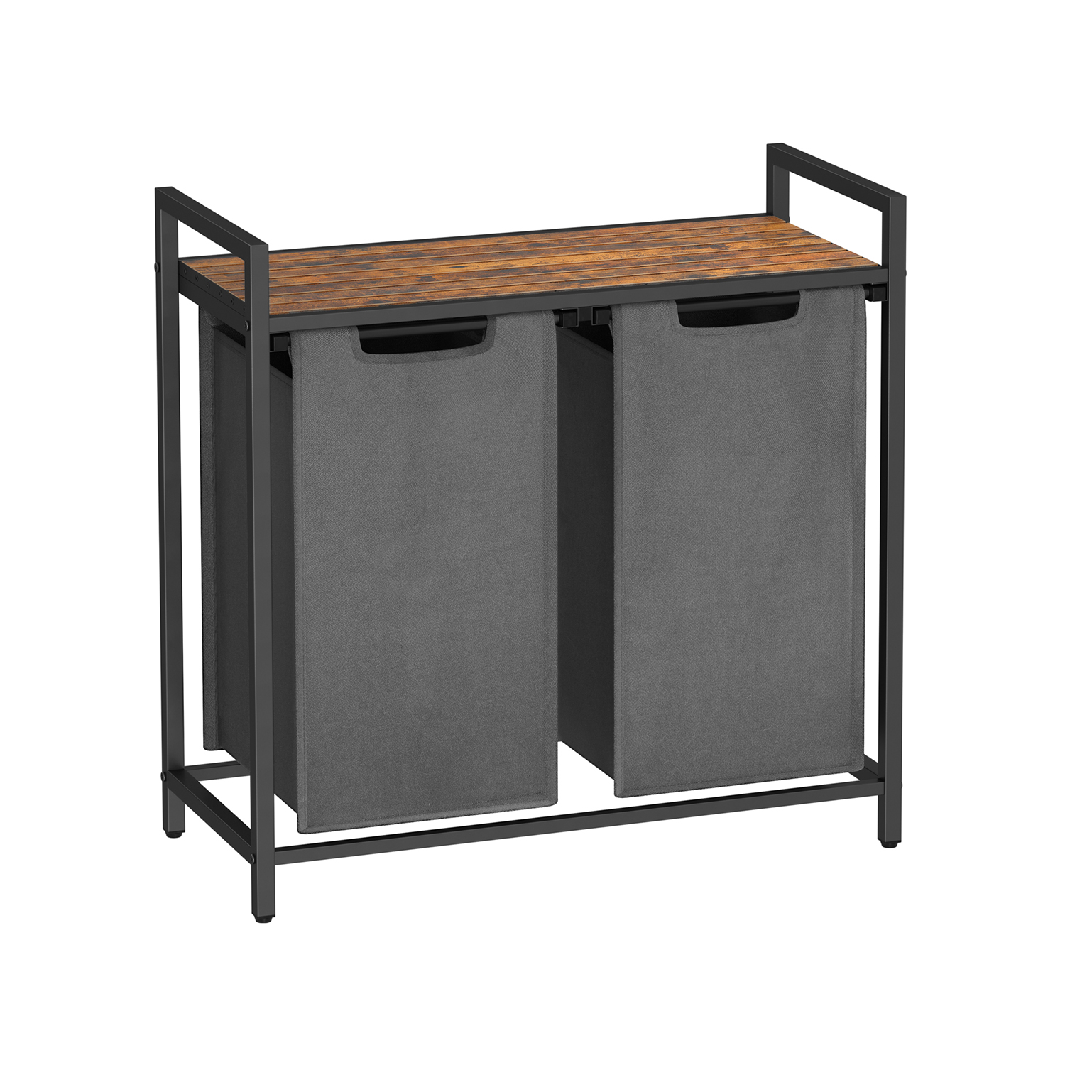 Pesukorv ja pesusorteerija 2 eemaldatava Oxford-kangast kotiga (2 x 46 l) metallraam 73 x 33 x 72 cm