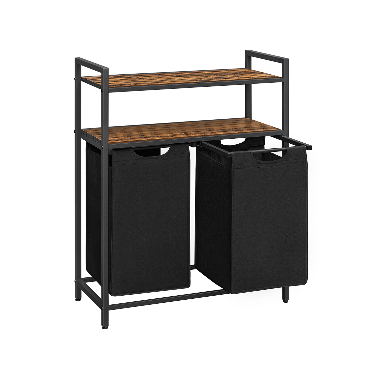 Pesukorv ja pesusorteerija 2 sektsiooni ja 2 riiuliga metallraam 2 x 46 liitrit 73 x 33 x 91 cm