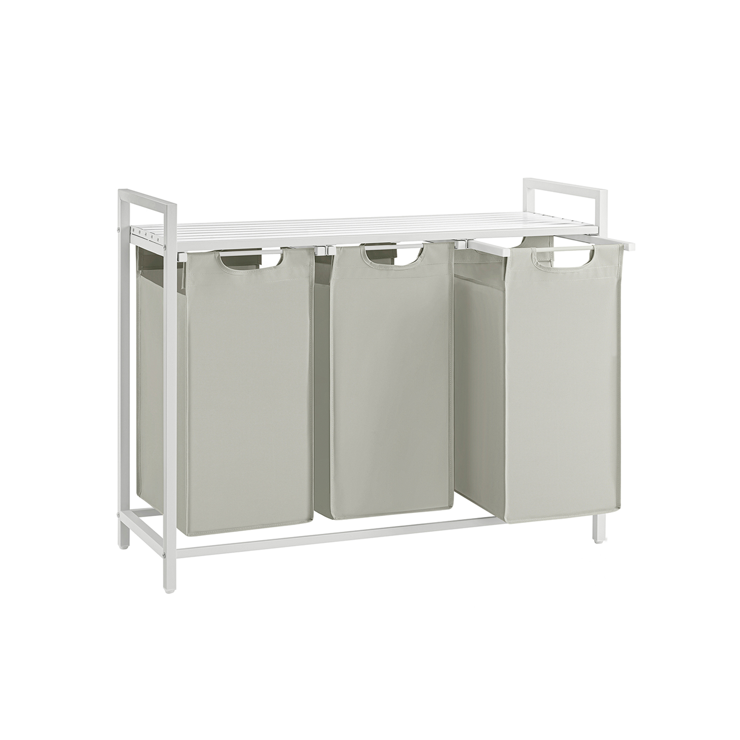 Veļas grozs 3 x 38 l ar 1 plauktu, balts