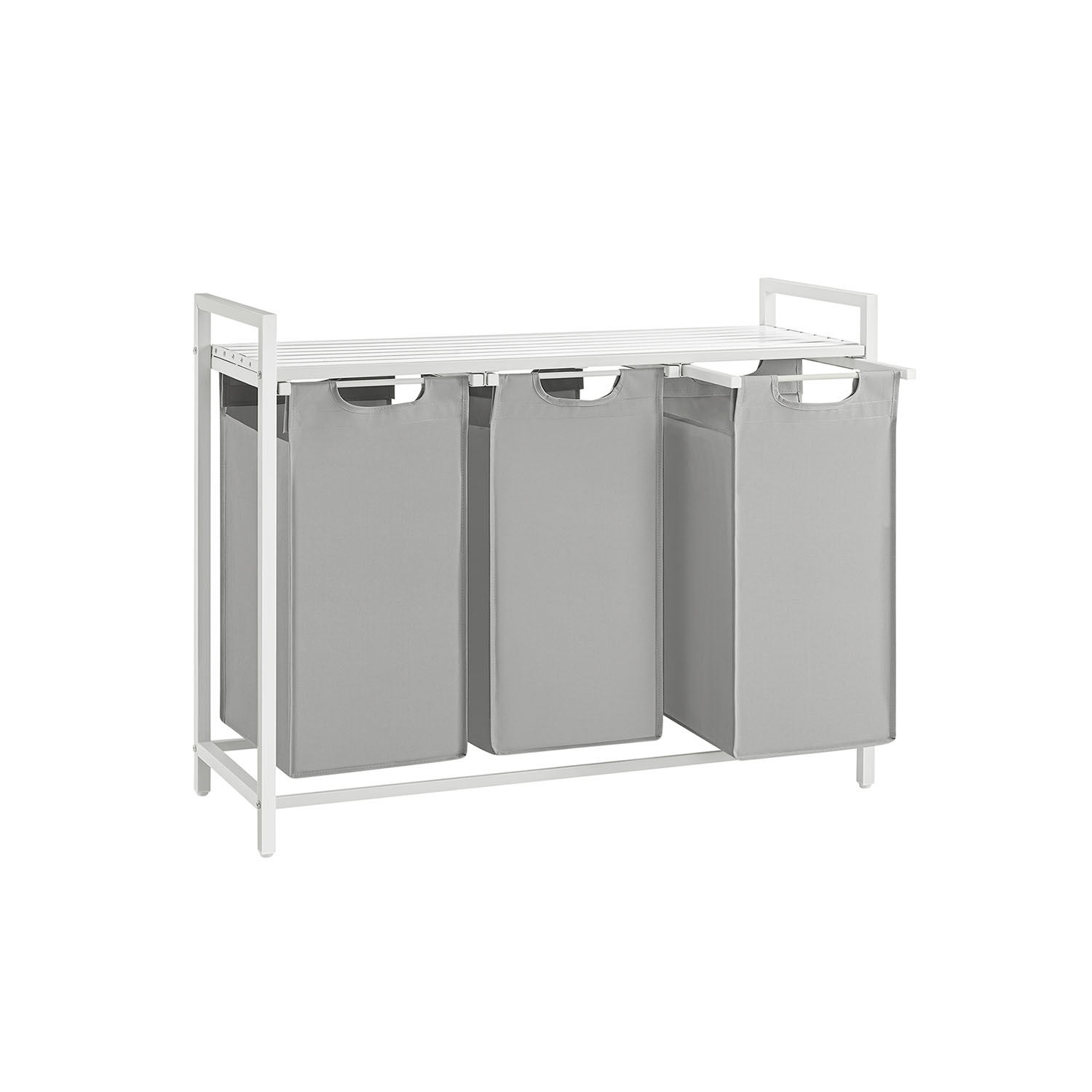 Veļas grozs ar plauktu, 120 l, 92,5 x 33 x 72 cm, pelēks un balts
