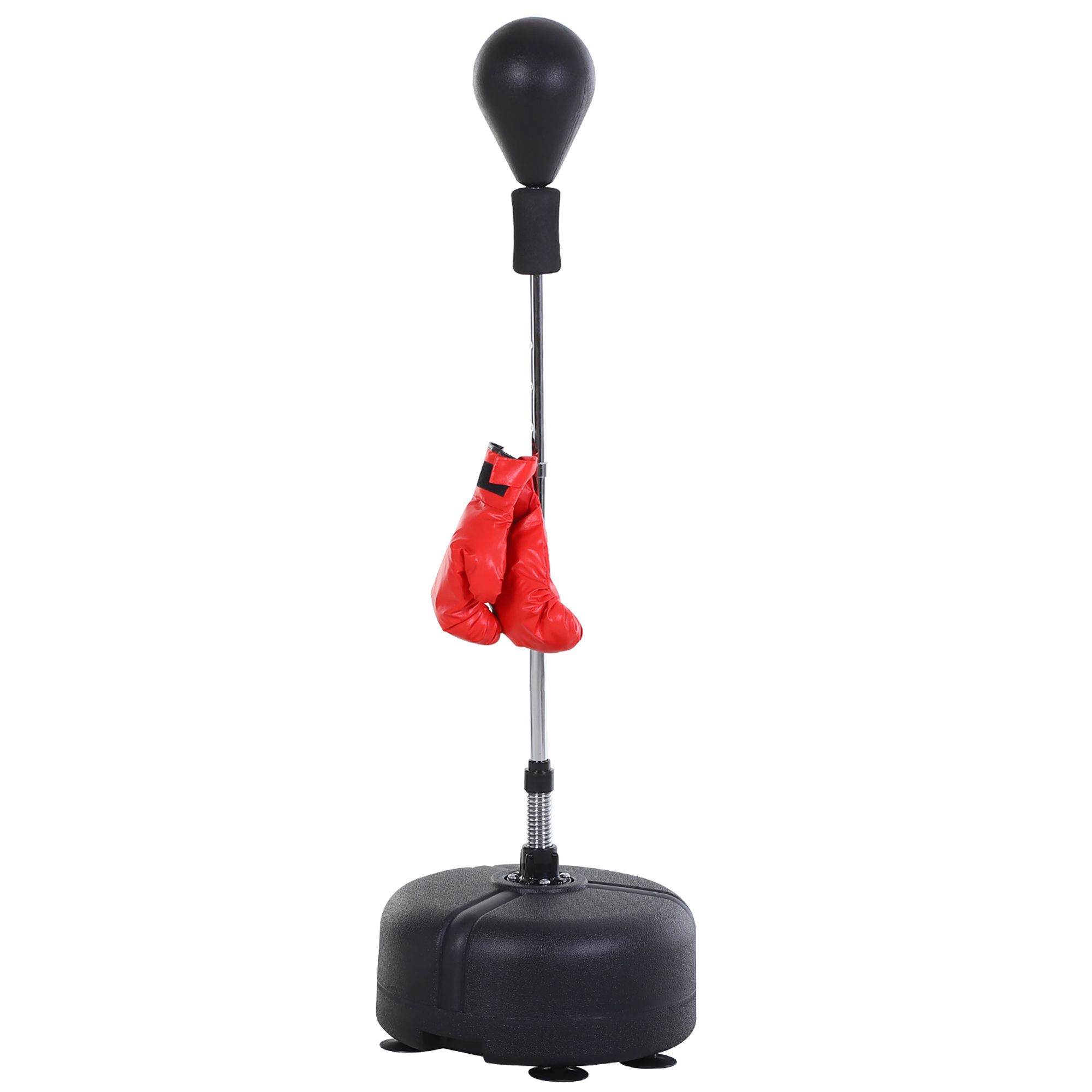 Boksa bumbiņu komplekts, brīvstāvošs boksa treniņu komplekts, regulējams augstums 136-154 cm, ar 1 cimdu pāri, piemērots profesionāļiem un iesācējiem, melns