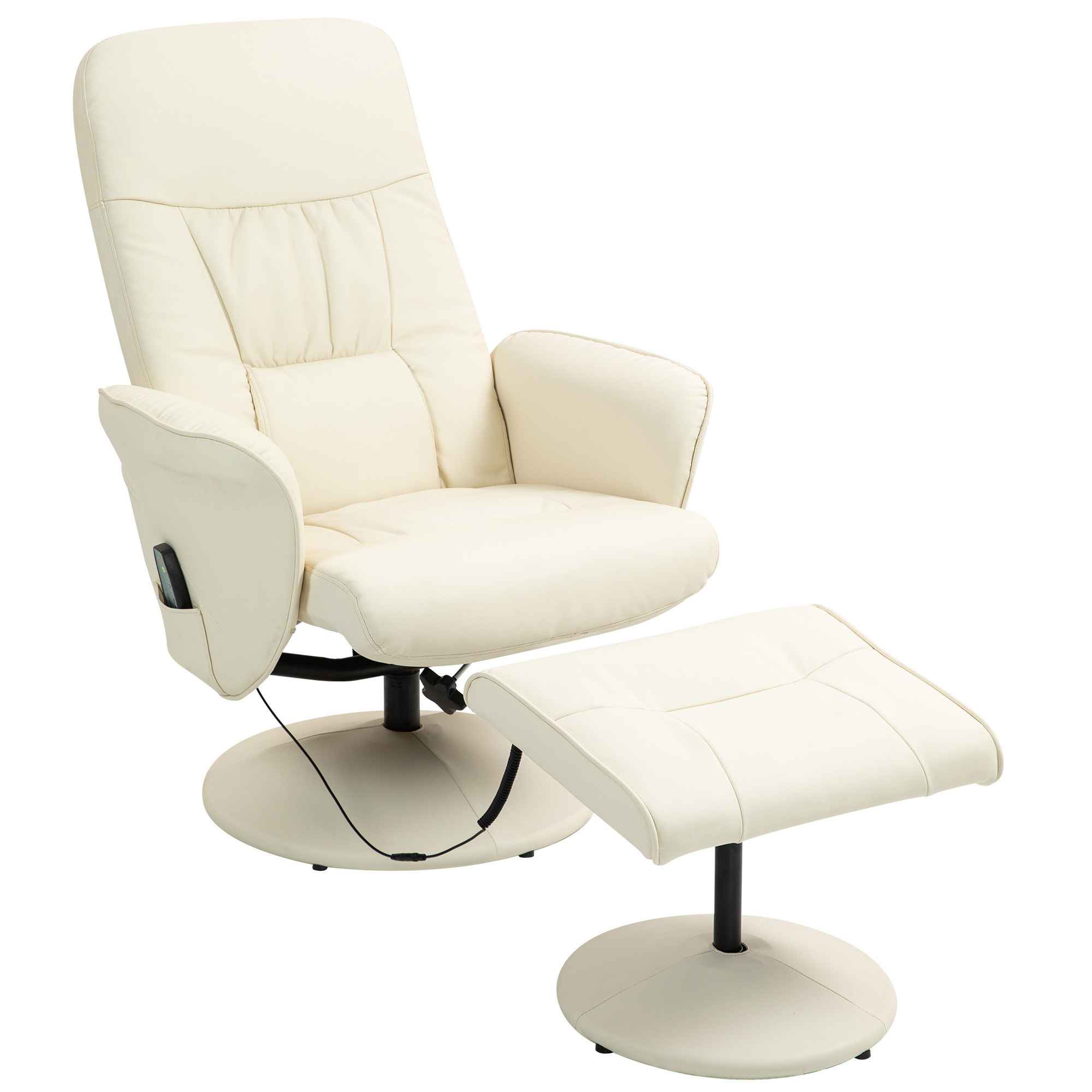 Massaažitool jalapingiga ergonoomiline tool 10 vibratsioonipunktiga kunstnahk 76 x 81 x 105 cm kreemvalge