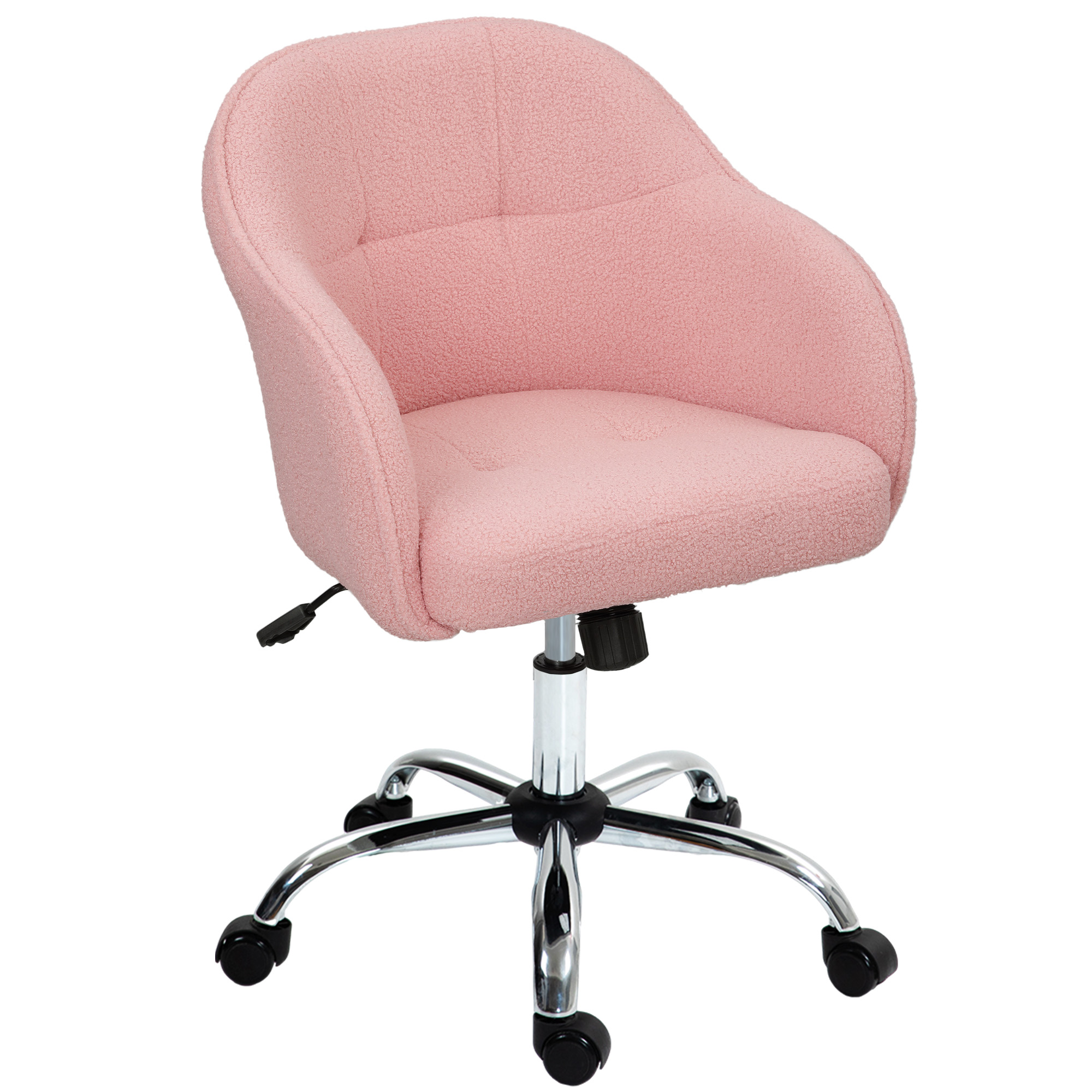 HOMCOM kodukontori tool ergonoomiline kirjutuslaudade tool kiikfunktsiooniga teddysametist välimus 56 x 61 x 86 cm roosa