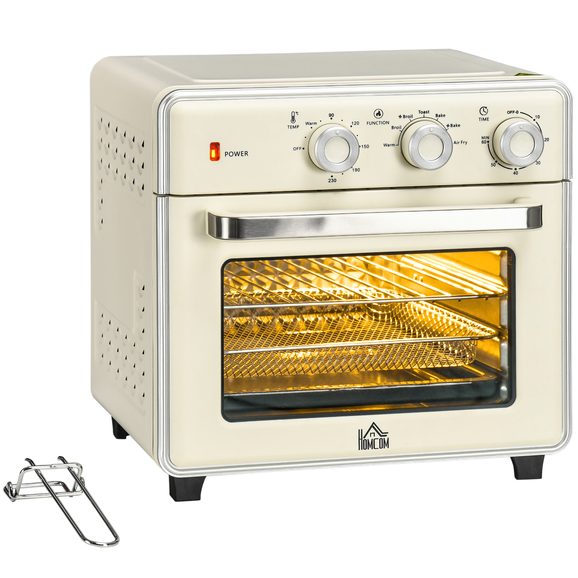 5 vienā mini krāsns, 20 l ietilpība, 1400 W, 1 cepšanas režģis, 1 cepšanas panna, 60 minūšu taimeris