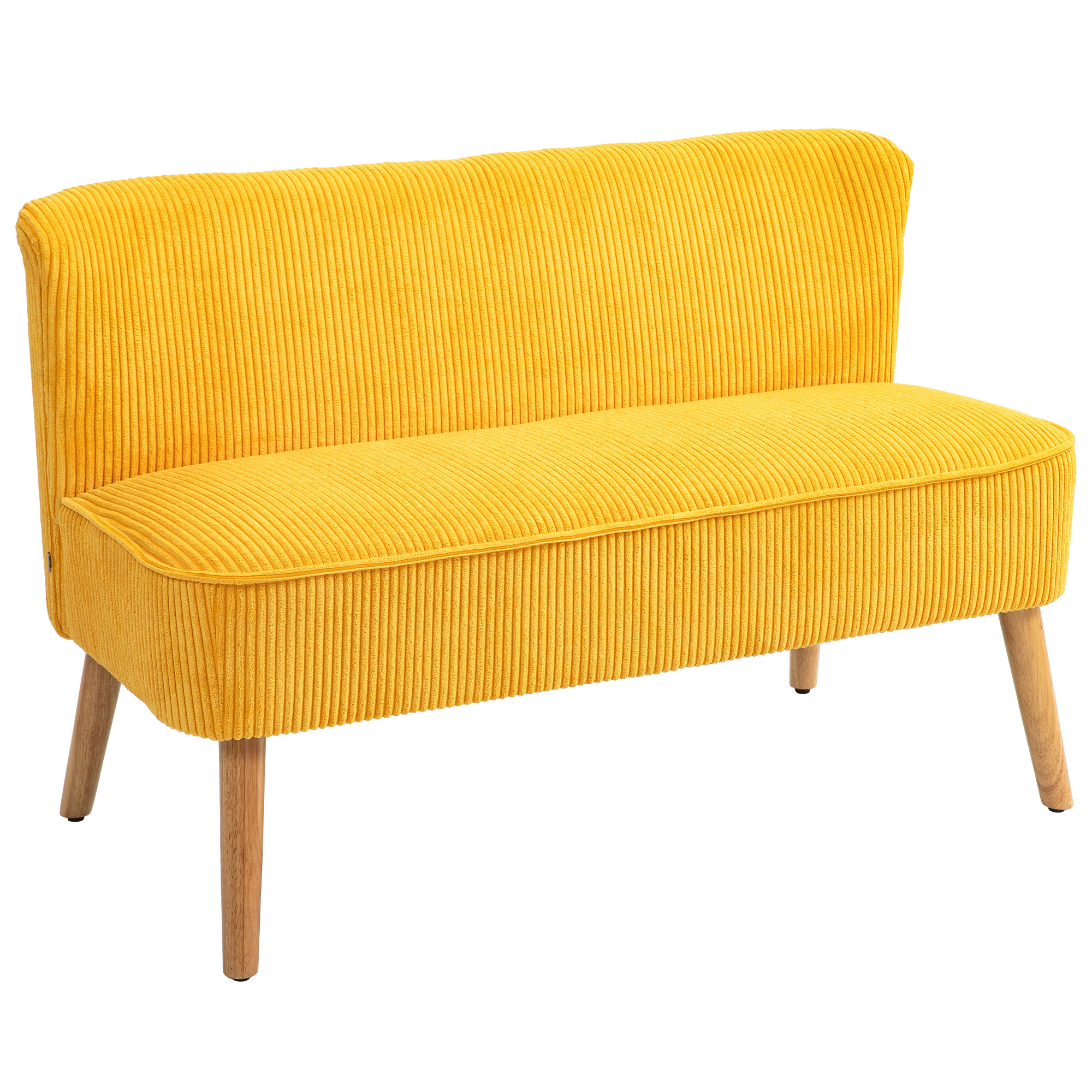 Divvietīgs dīvāns, elegants skandināvu dizains, masīvkoka rāmis, līdz 150 kg, 117 x 56,5 x 77 cm, dzeltens