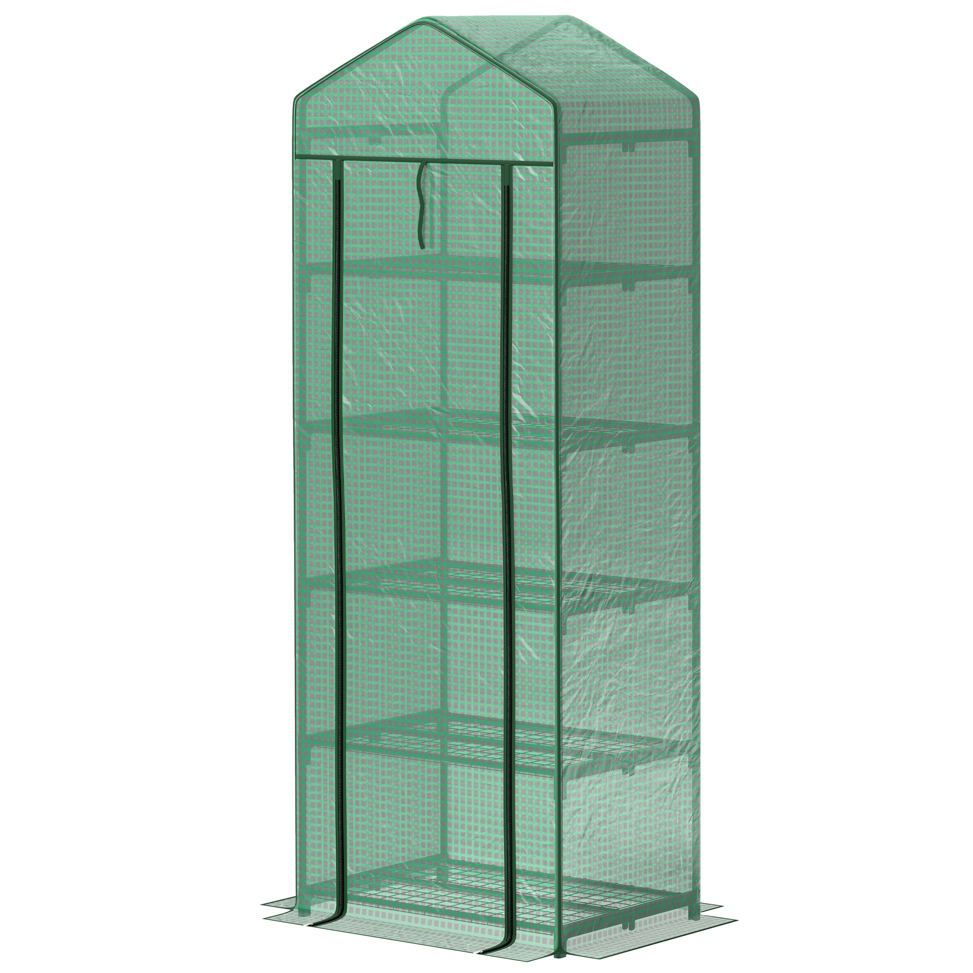 Mini siltumnīca puķēm vai dārzeņiem, tērauds, plastmasa, 69 x 49 x 193 cm, zaļa