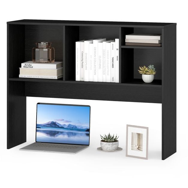 Rakstāmgalda plaukts ar 4 nodalījumiem, galda plaukts, rakstāmgalda plaukts, grāmatu plaukts, 94 x 25 x 73 cm, melns