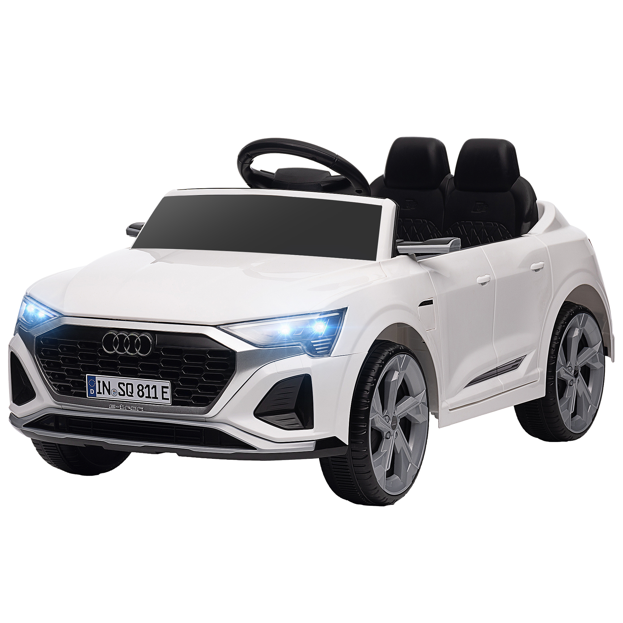 Elektriskā bērnu automašīna, 12V Audi Q8, 3-5 km/h, tālvadības pults, priekšējie lukturi, mūzika, balta