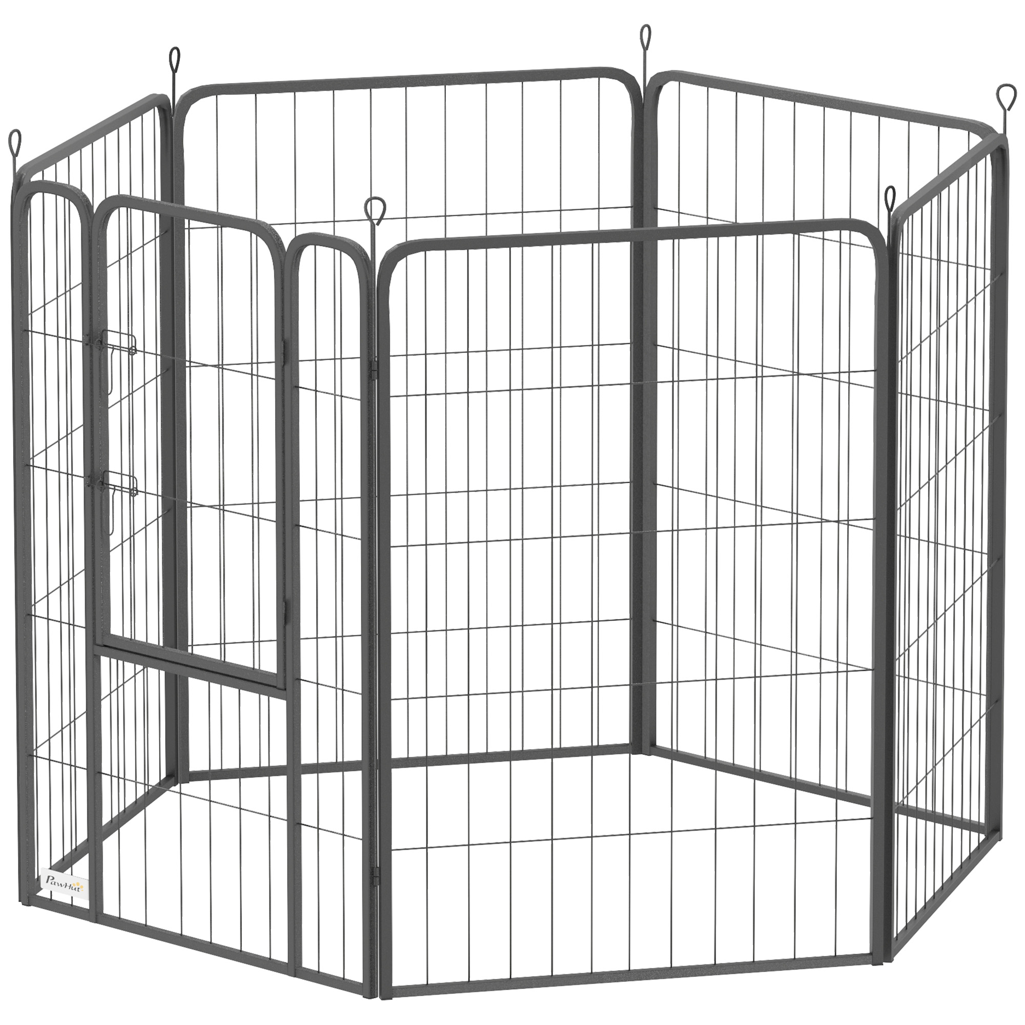 Suņu rotaļu laukums ar 6 paneļiem, izturīgs, ar drošām durvīm, lietošanai iekštelpās un ārā, dārzam, kempingam, 100 cm augsts