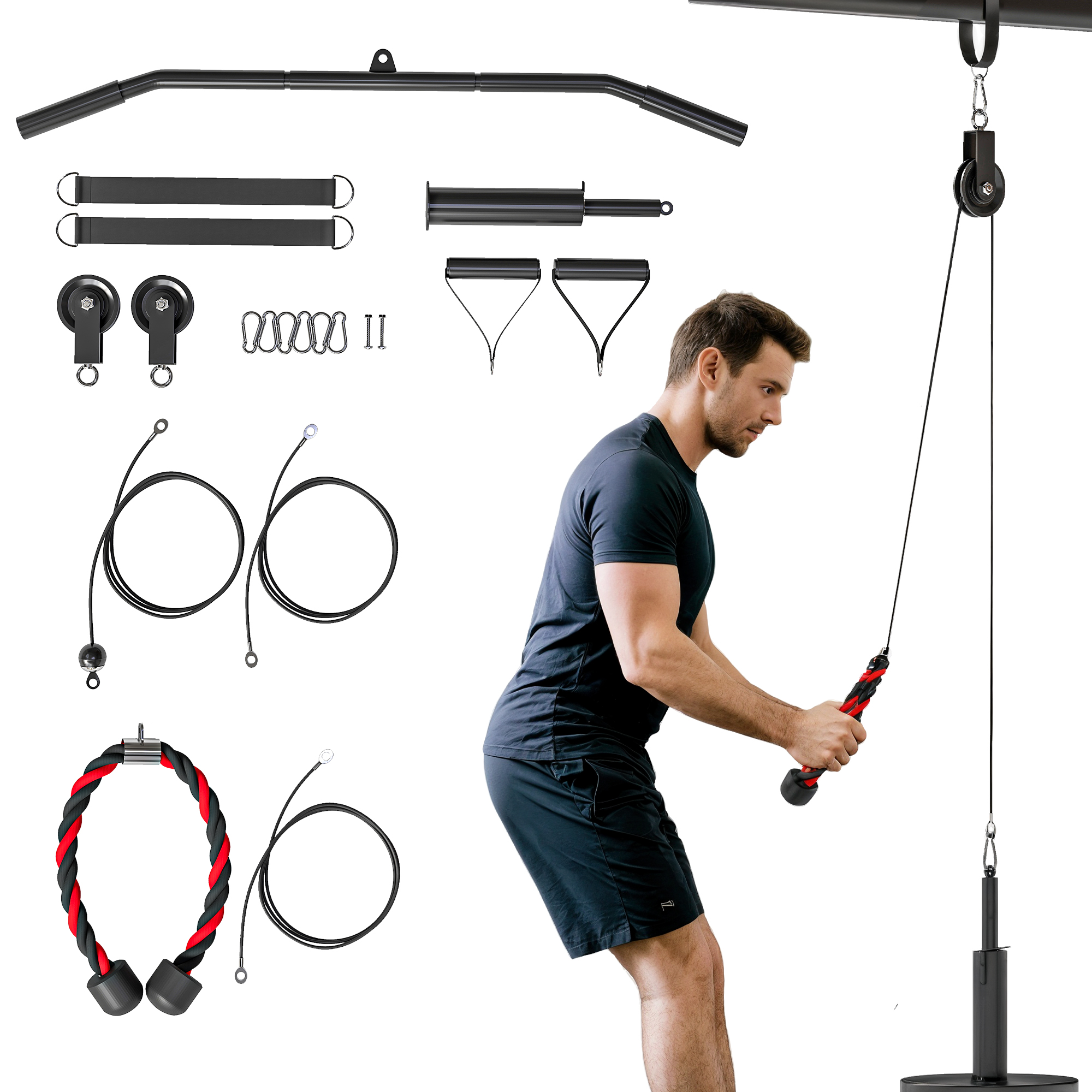 Fitnesa Lat Pulldown sporta zāles fitnesa aprīkojums Trošu skriemeļu sistēmas roku spēka treniņš mājām