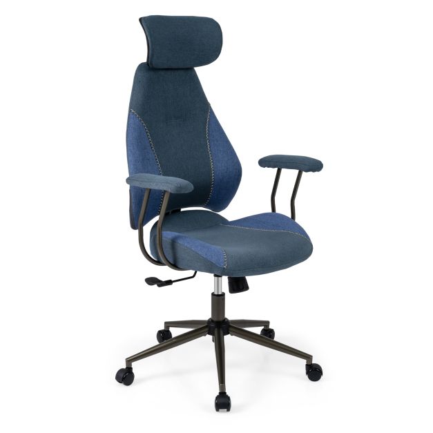 Mugava 2D-peatoe ja kiikfunktsiooniga ergonoomiline kontoritool ning ergonoomiline arvutitool, tumesinine