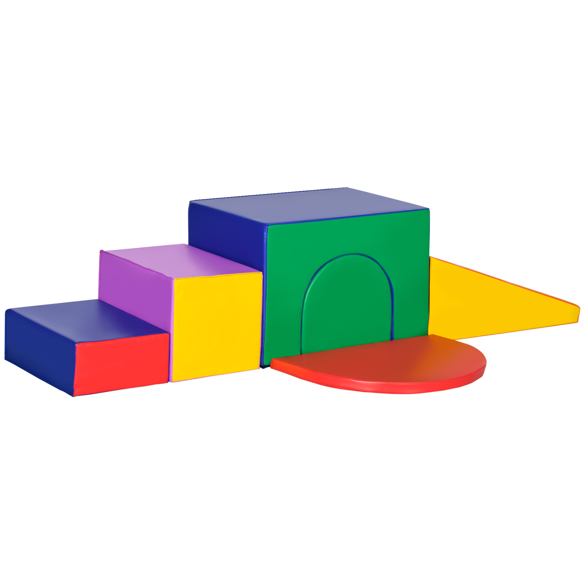 Sulu bloku komplekts bērniem, putuplasta bloki, kvadrātveida, kāpnes, rampa, mākslīgā āda, daudzkrāsains
