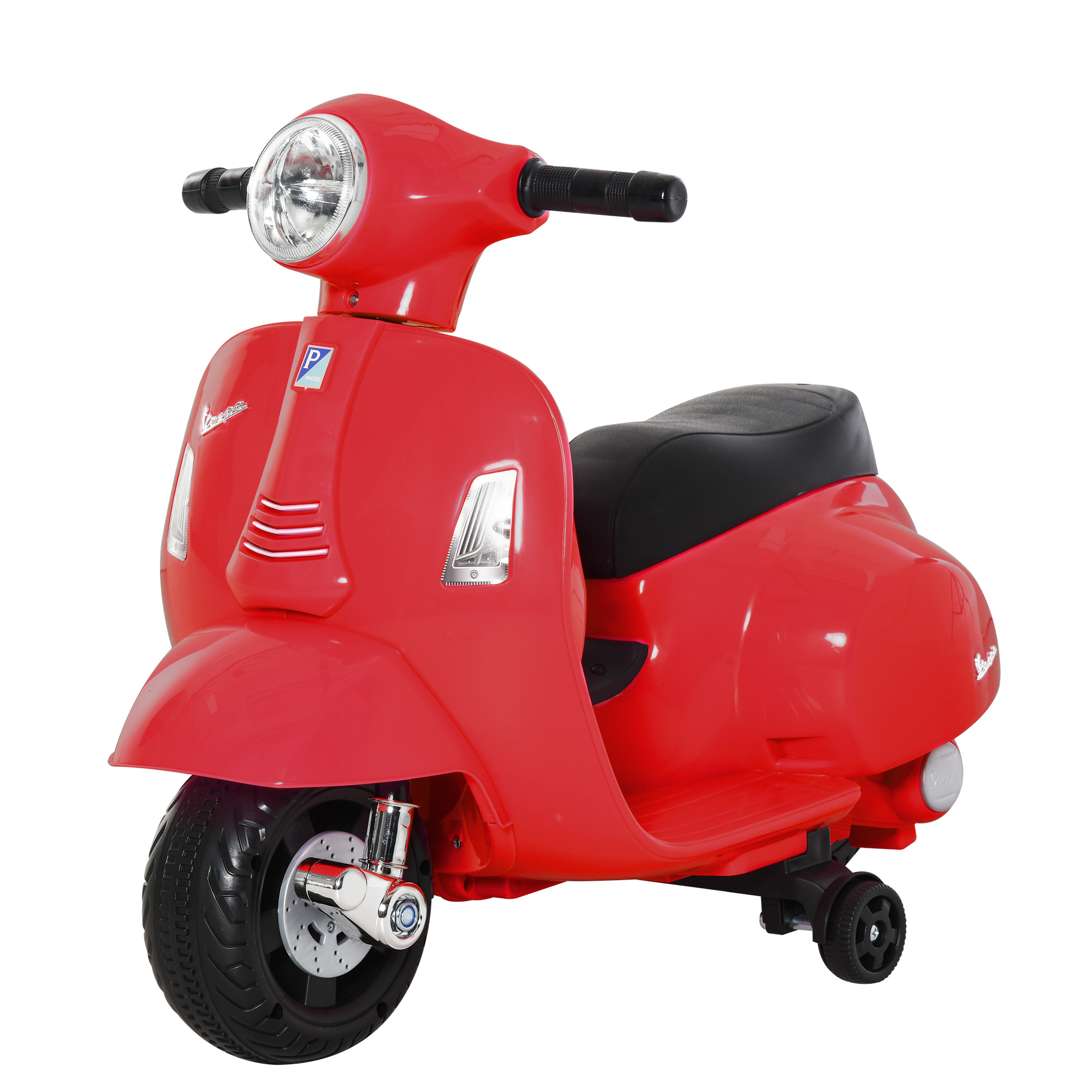 Elektriskais bērnu motocikls Vespa, elektriskais motocikls ar LED gaismu, skaņu, bērnu elektriskais motocikls bērniem vecumā no 18 līdz 36 mēnešiem, sarkans