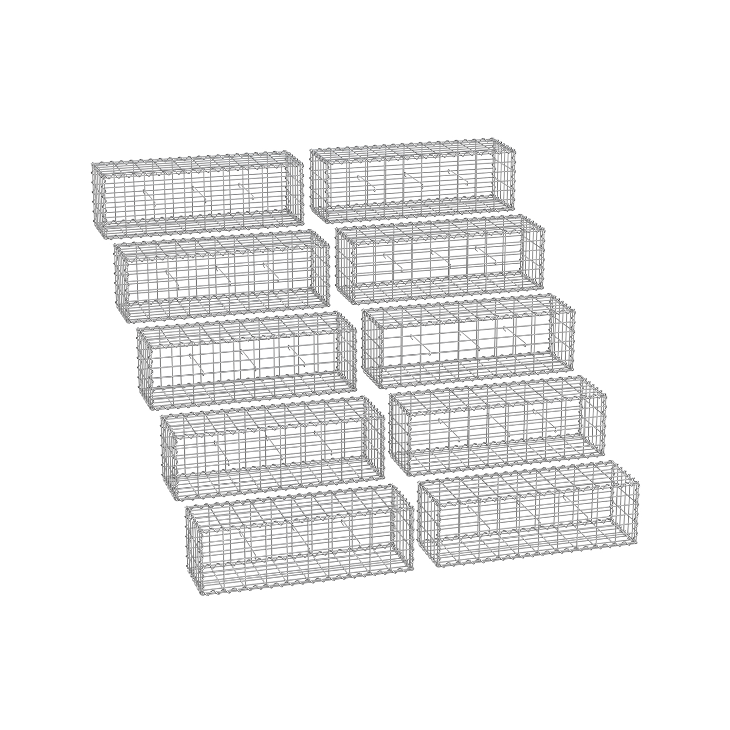 Kiviaed korv gabioon 5 x 10 cm komplektis 10 tk hõbe