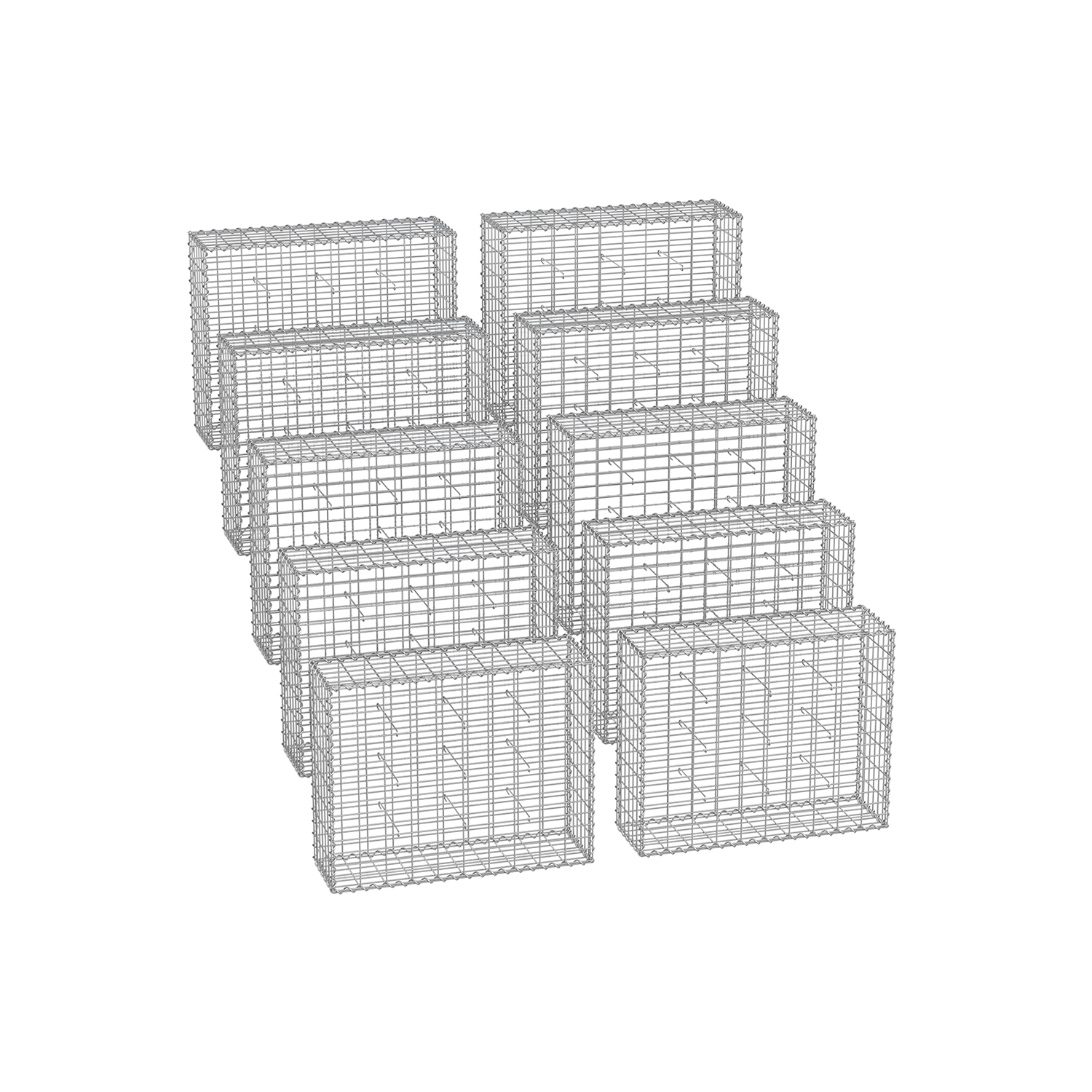 Gabioonkorvid 100 x 80 x 30 cm komplektis 10tk hõbedane