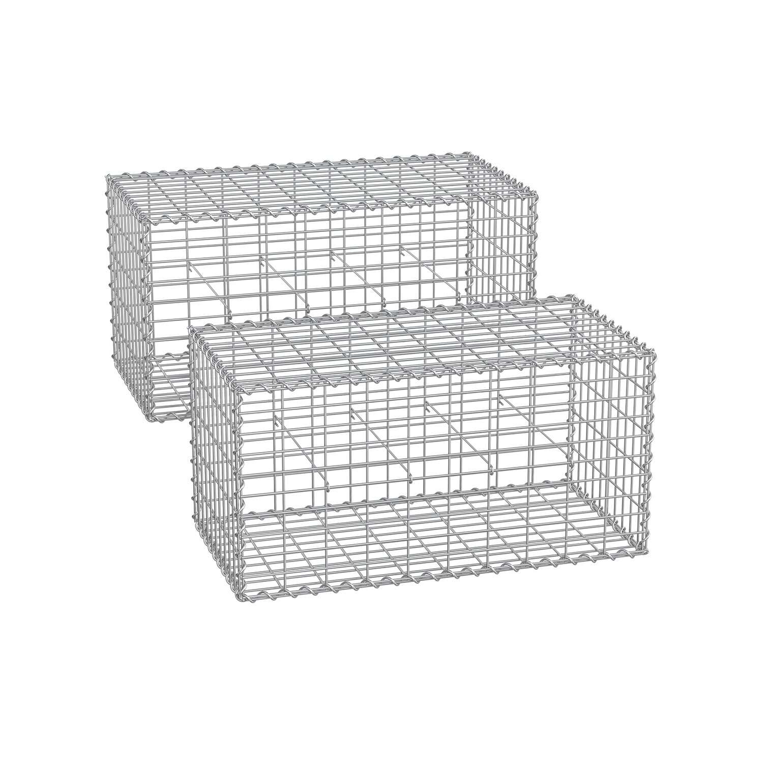 Stiepļu grozi 100 x 30 x 30 cm, komplektā 2, sudraba
