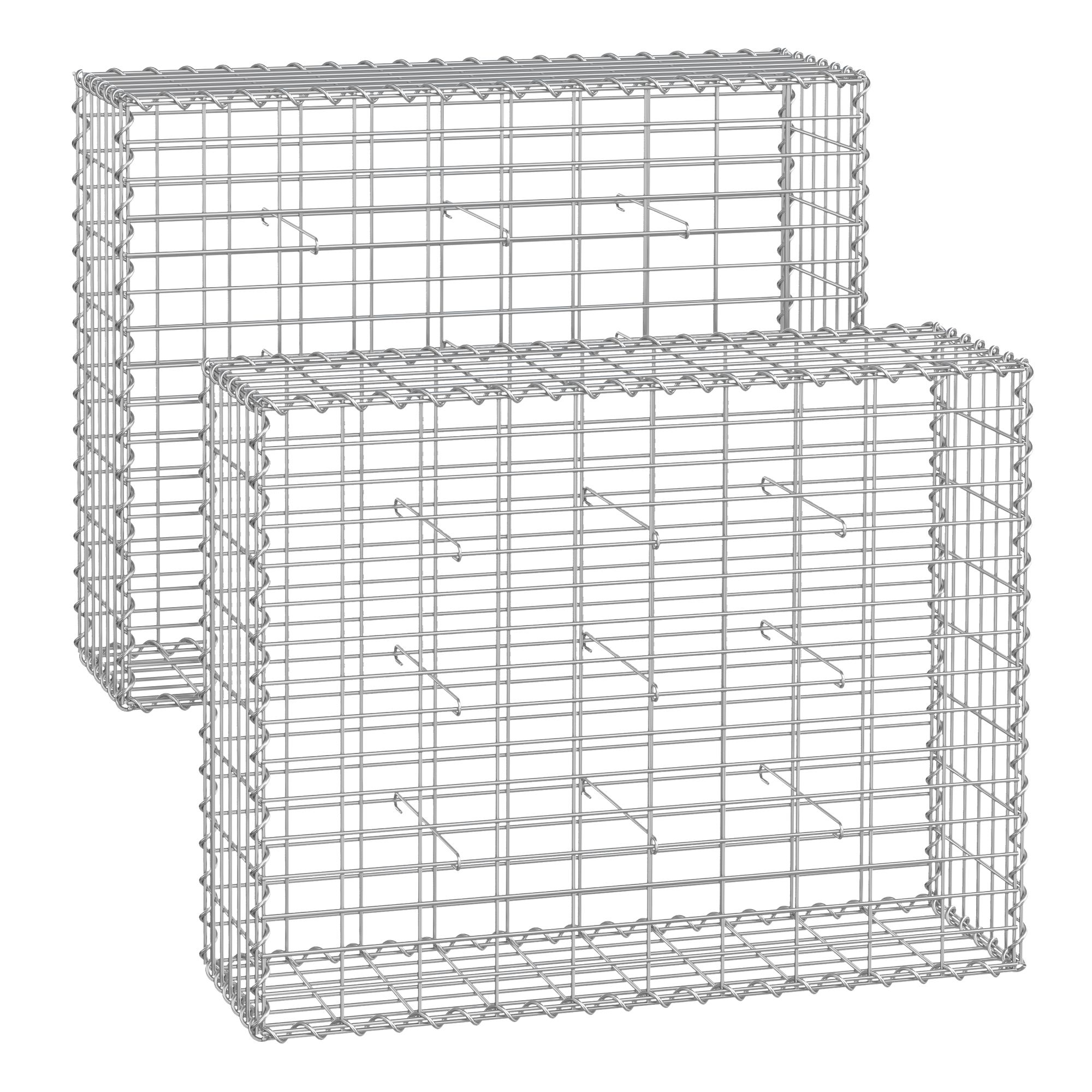 Gabionu grozi 100 x 80 x 30 cm, komplektā 2, sudrabs