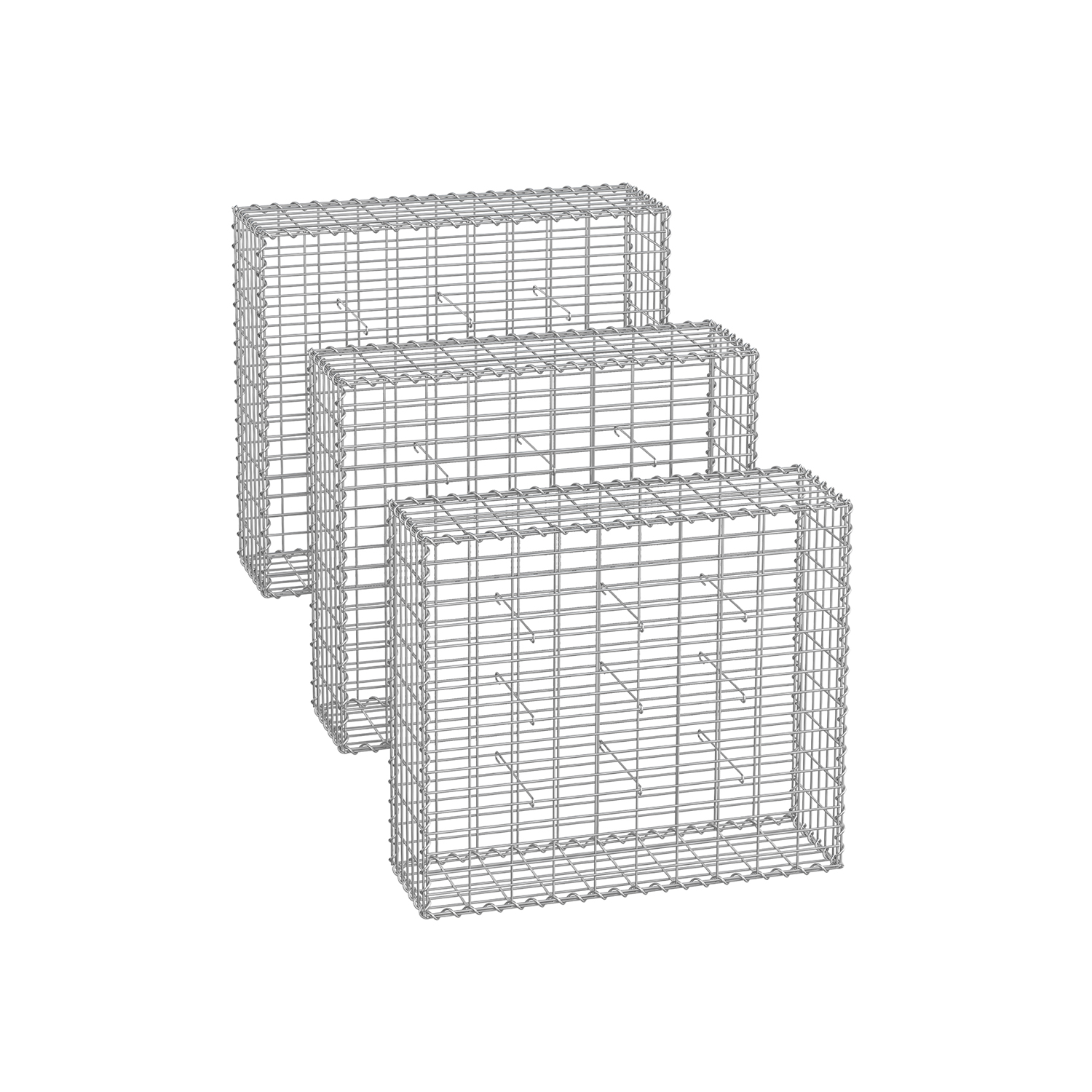 Gabionu grozi 100 x 30 x 30 cm, 3 gab. sudraba