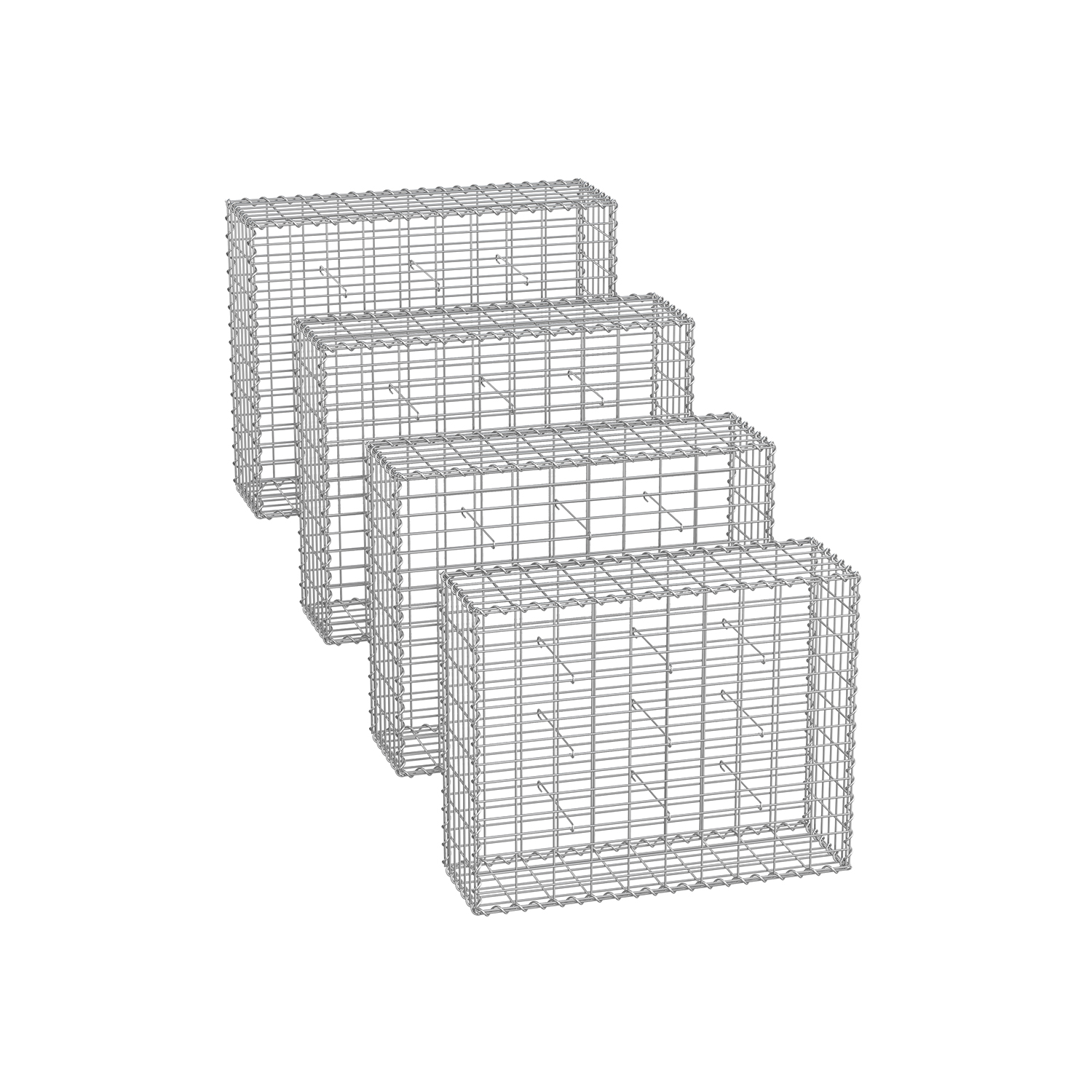 Gabioonkorvid 100 x 80 x 30 cm komplektis 4 hõbedat